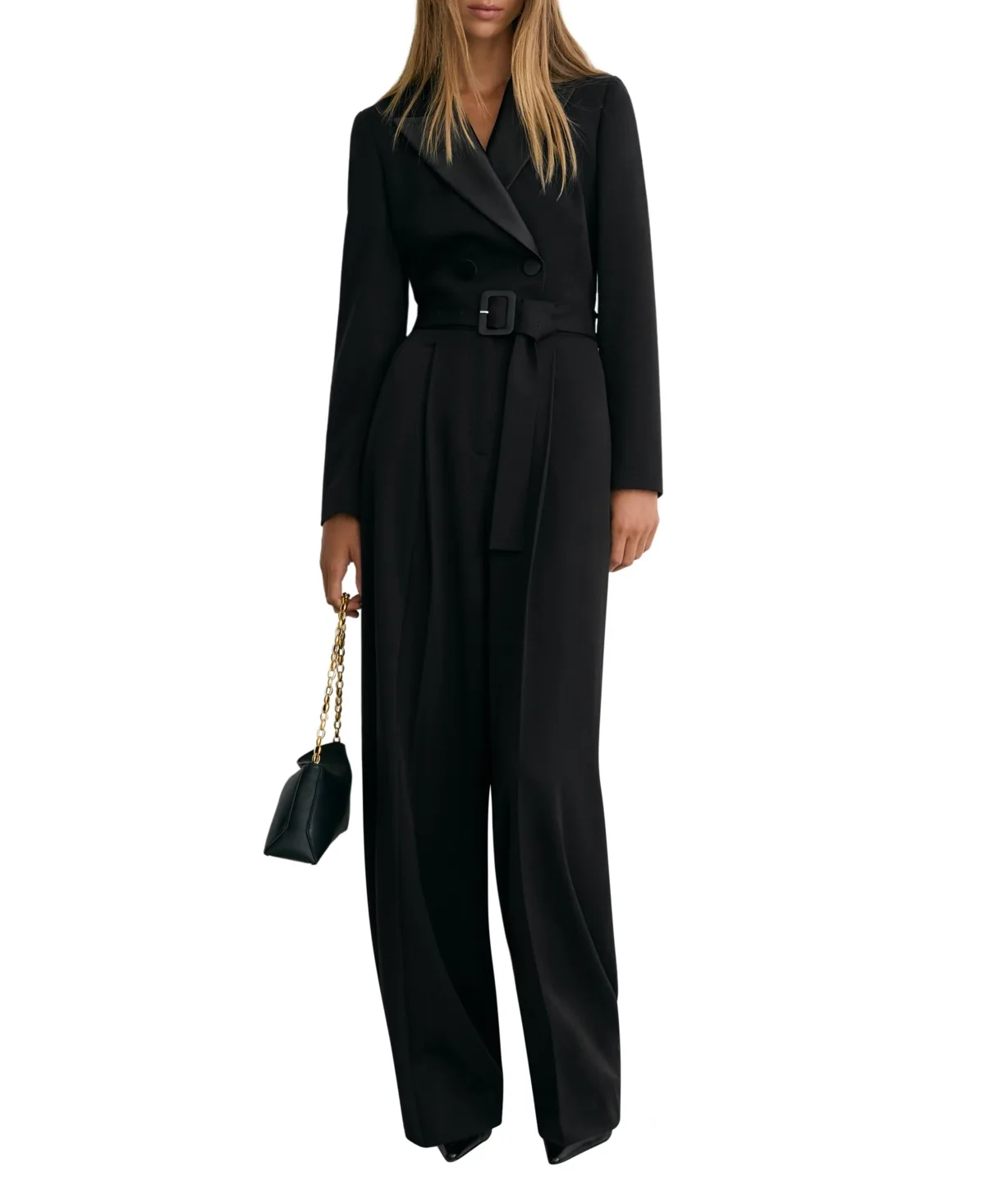 Remi Wide-Leg Long-Sleeve Double-Breasted Jumpsuit by Reiss