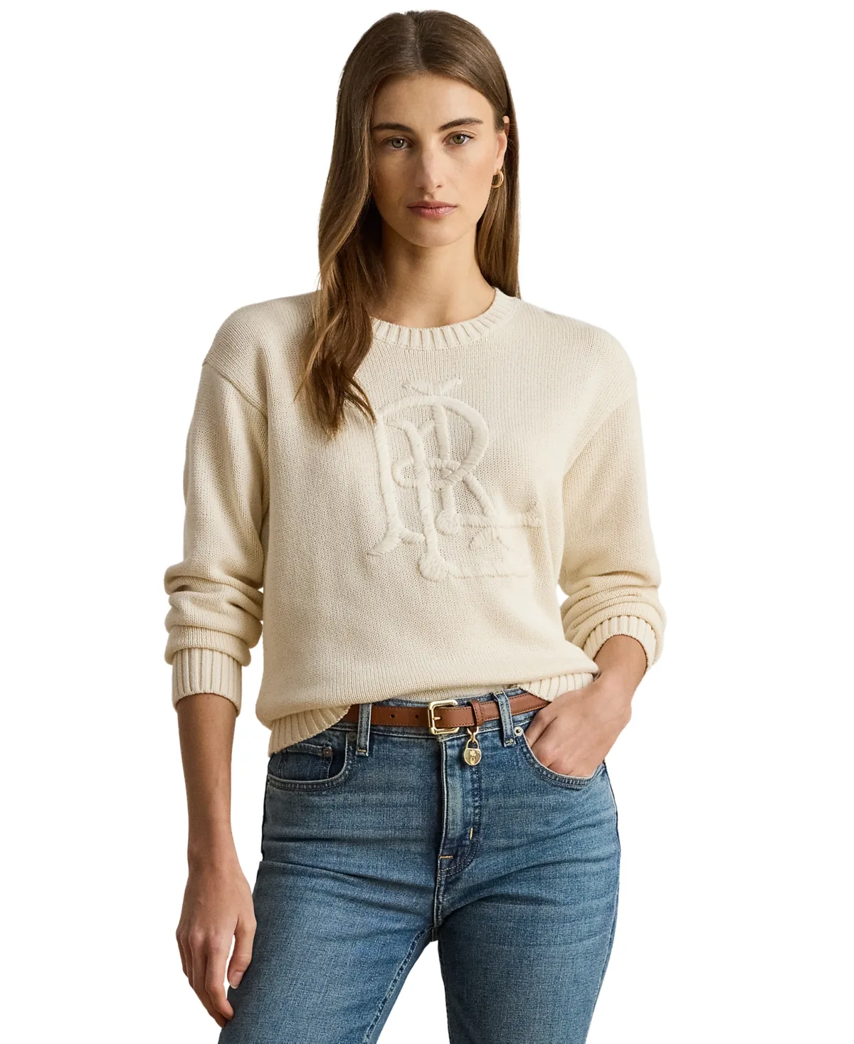 Embroidered-Logo Combed Cotton Sweater by Ralph Lauren