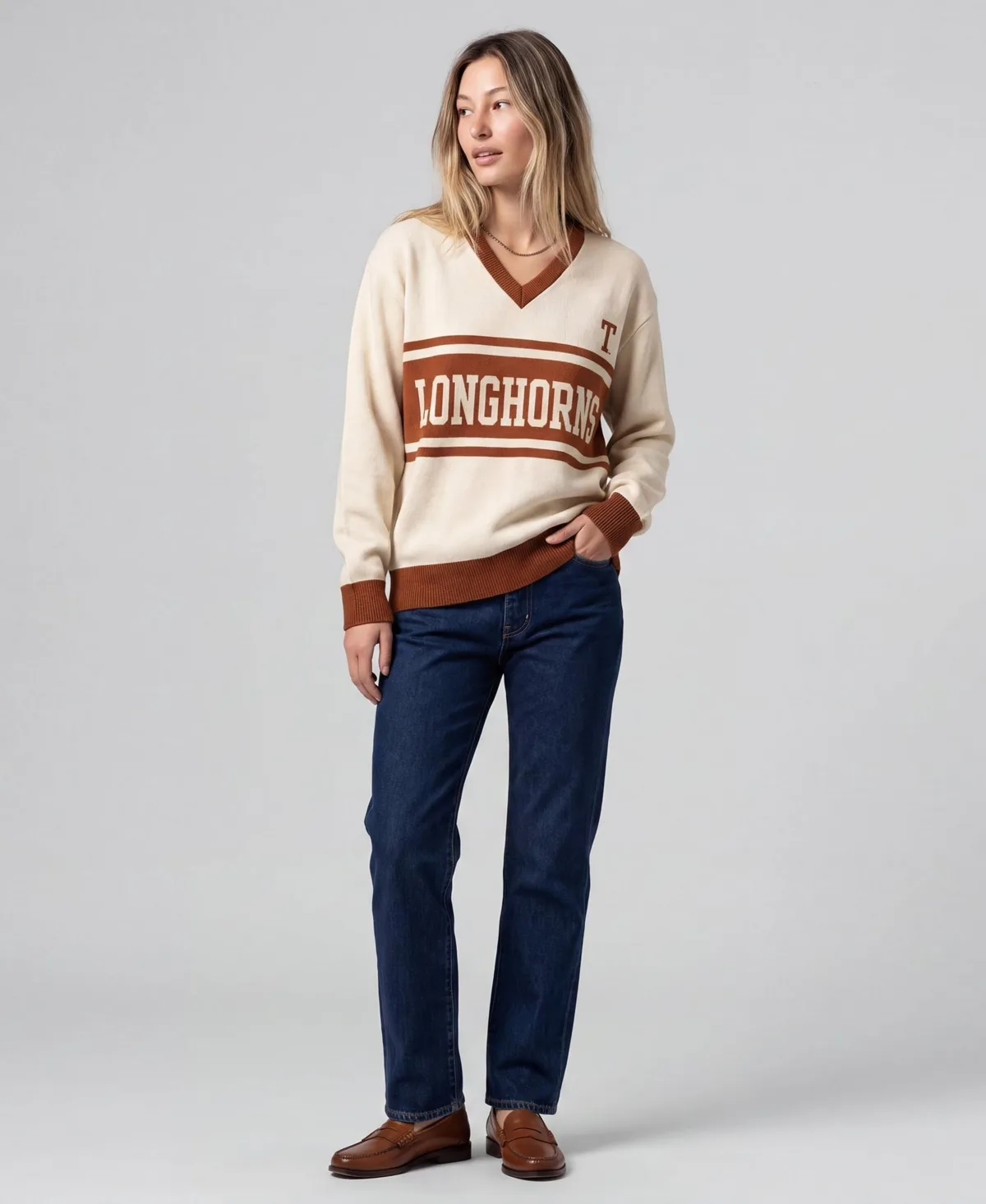Texas Longhorns Retro Roots V-Neck Sweater by Mitchell & Ness