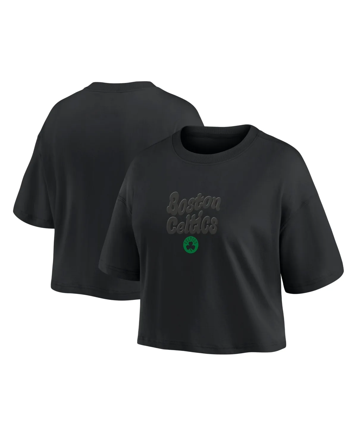Boston Celtics Blackout Wave Cropped Top by Fanatics