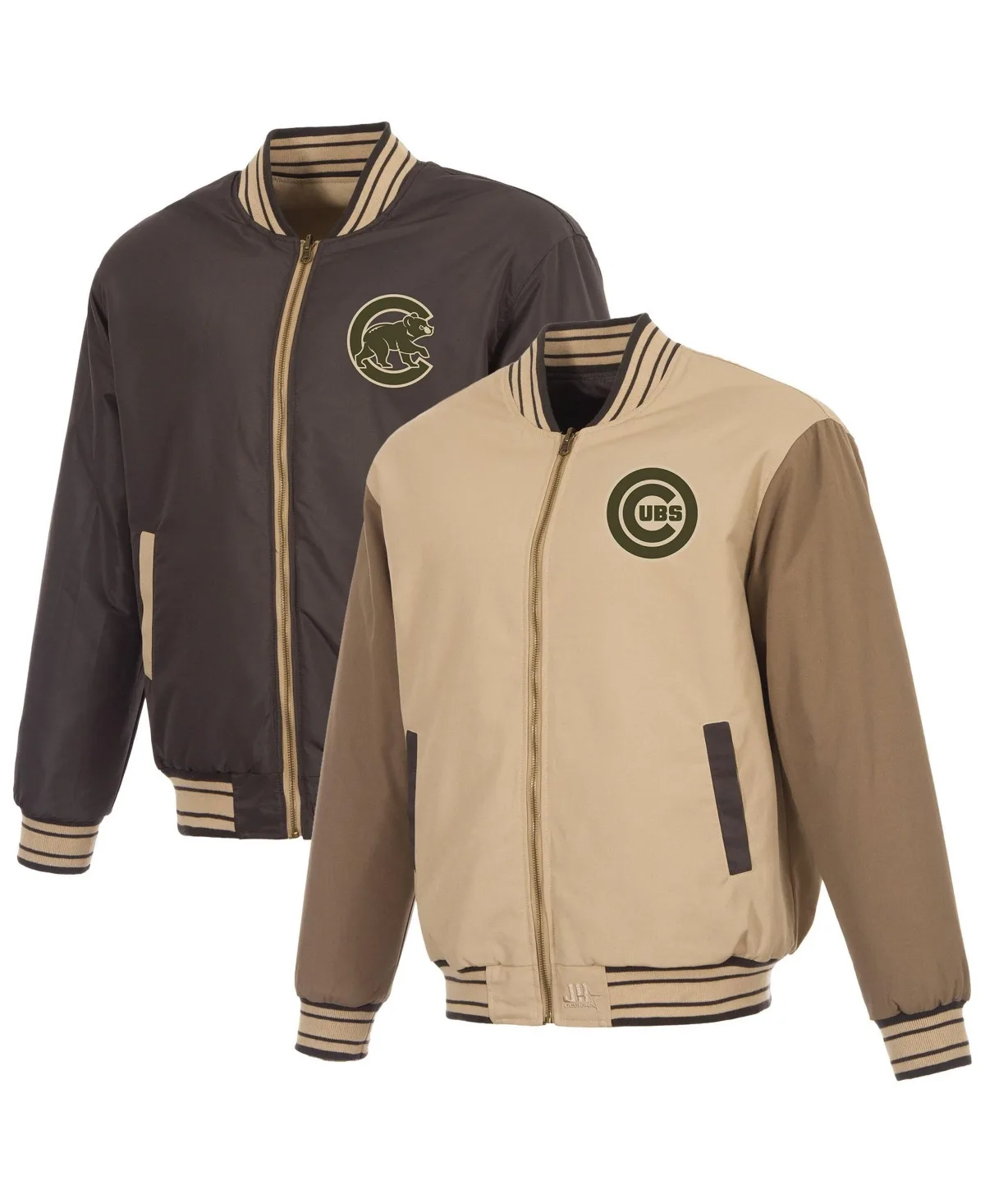 Chicago Cubs Reversible Canvas Full-Zip Jacket by JH Design