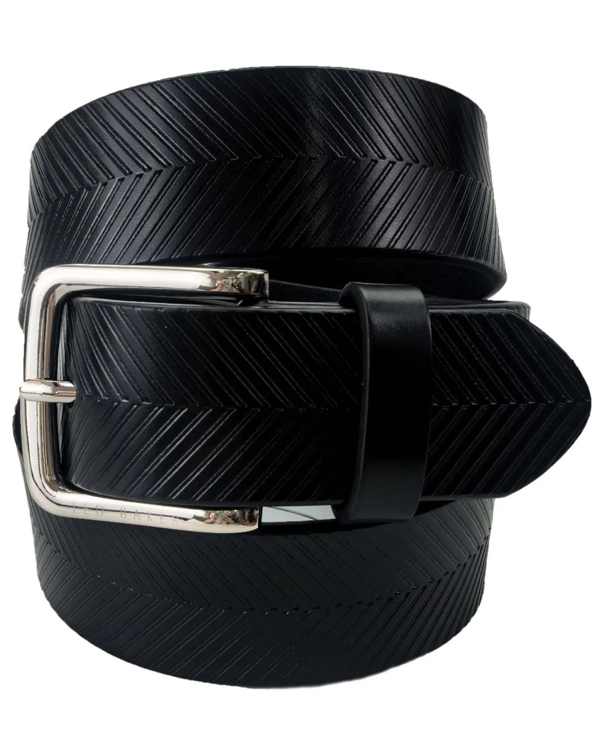 Adjustable Herringbone Leather Belt by Ted Baker