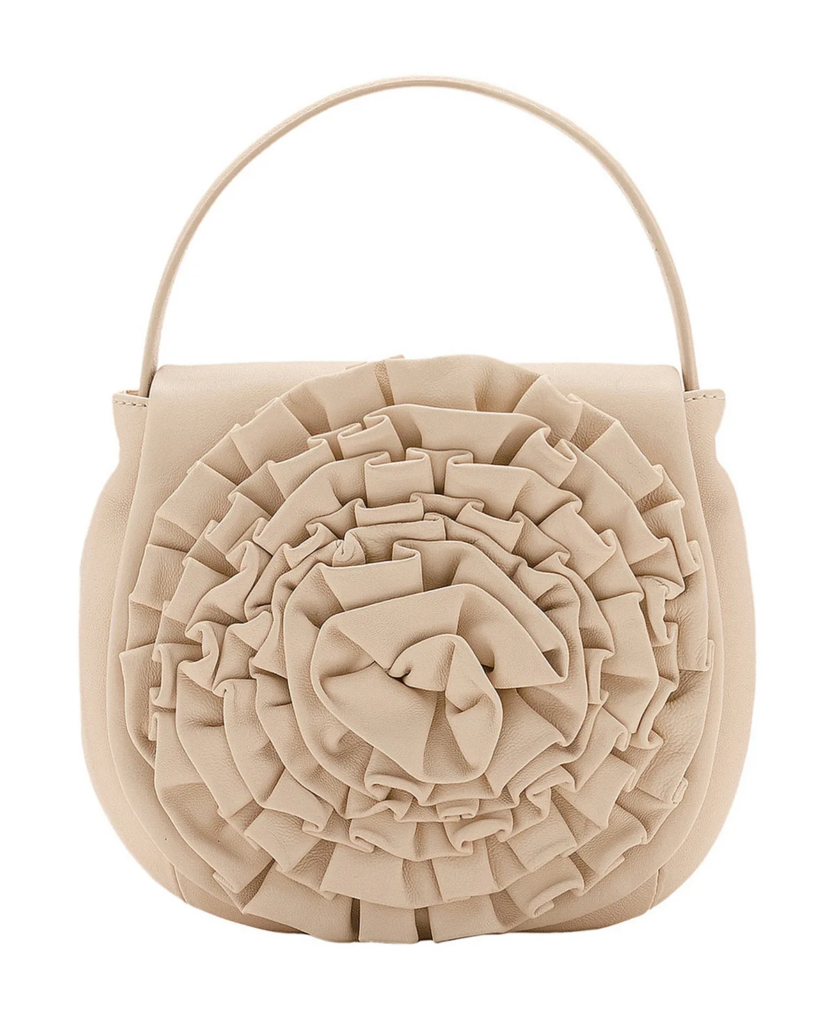 Floral-Embossed Top Handle Leather Handbag by Mango