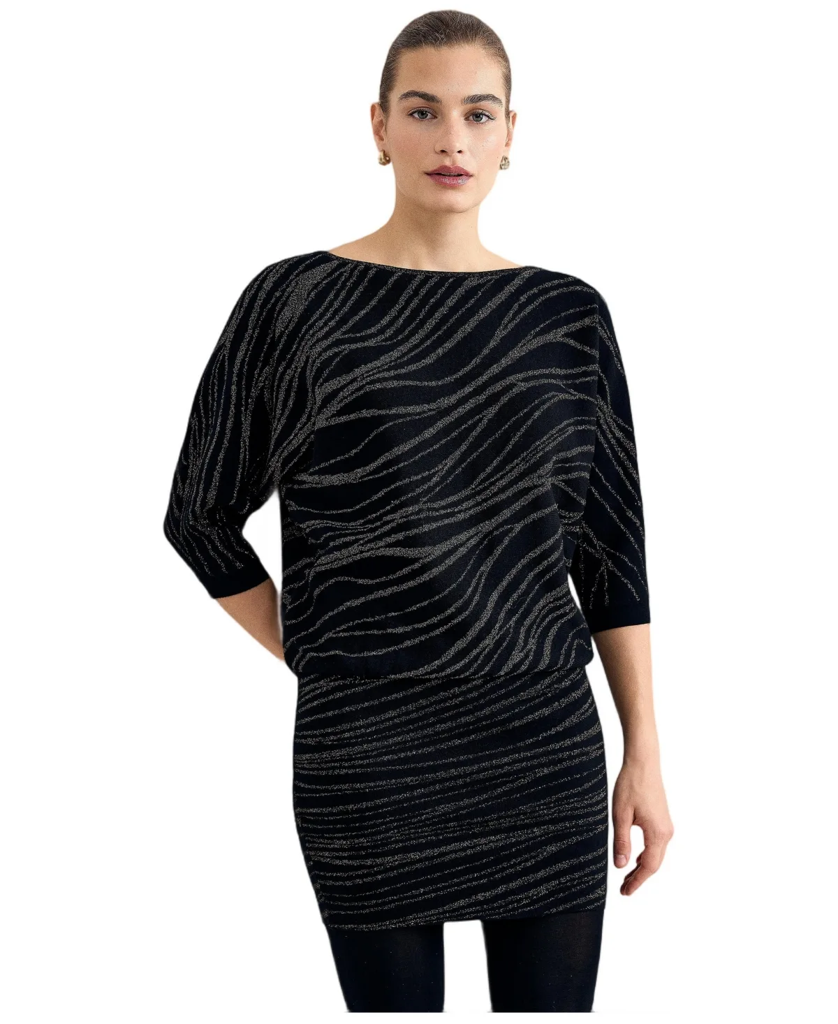 Becca Zebra-Print Metallic Batwing-Sleeve Mini Dress by Phase Eight