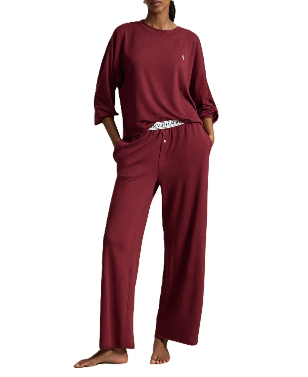 Club Terry Crewneck Long-Sleeve and Wide-Leg Pants, 2-Piece Set by Polo Ralph Lauren