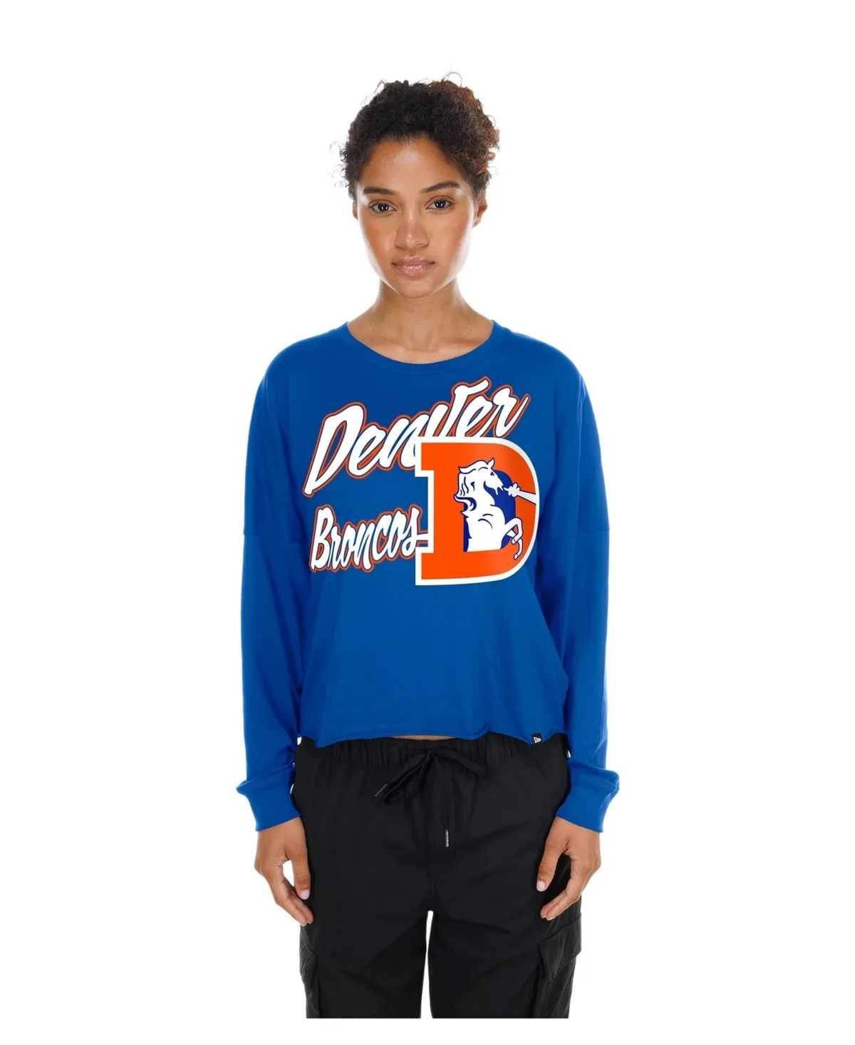 Denver Broncos Cropped Oversized Long-Sleeve T-Shirt by New Era