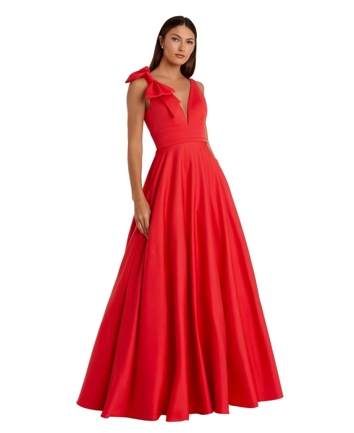 Mac Duggal Plunging V-Neck Bow Detail Ball Gown by M.A.C.