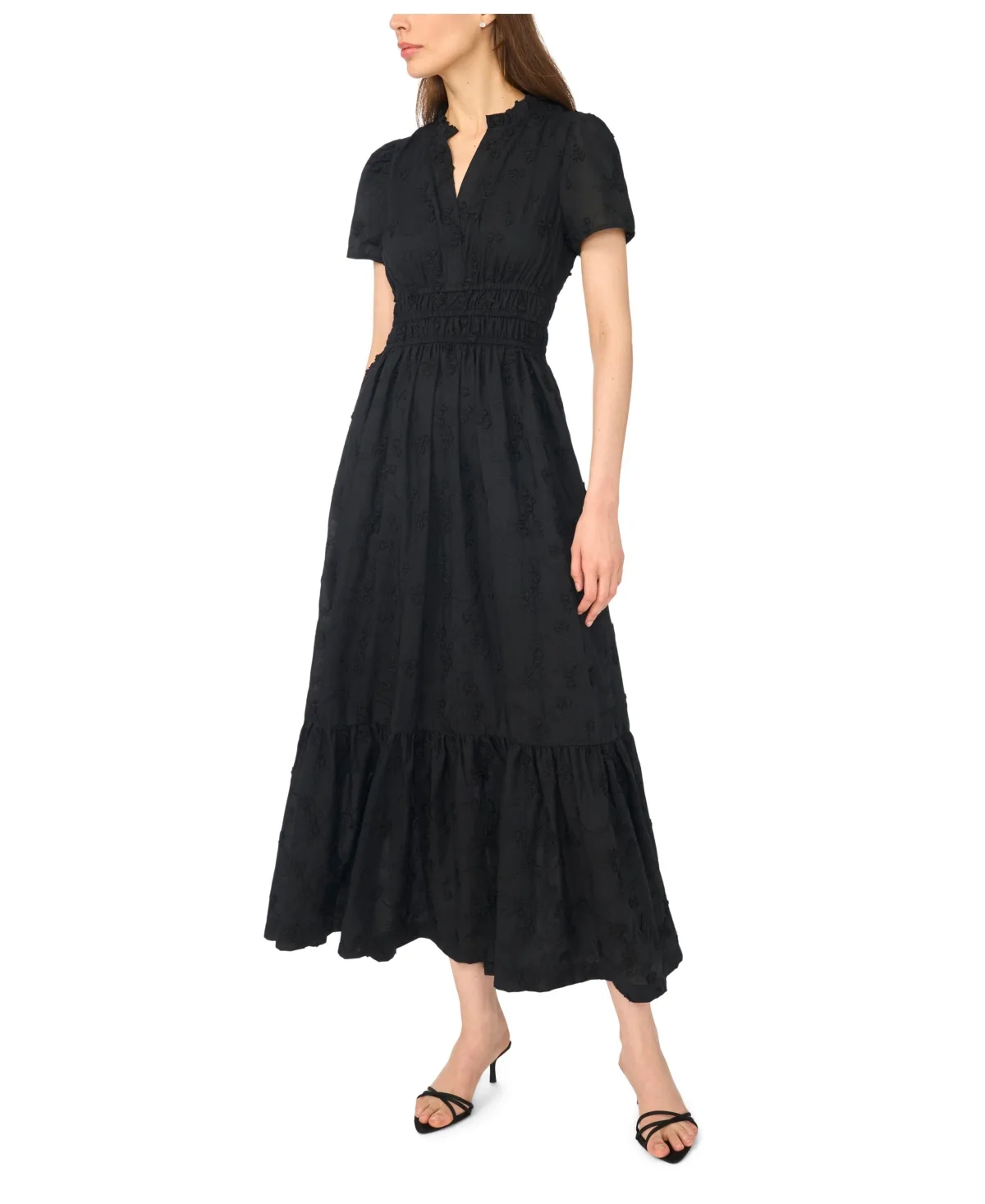 Floral Tiered V-Neck Maxi Dress by CeCe