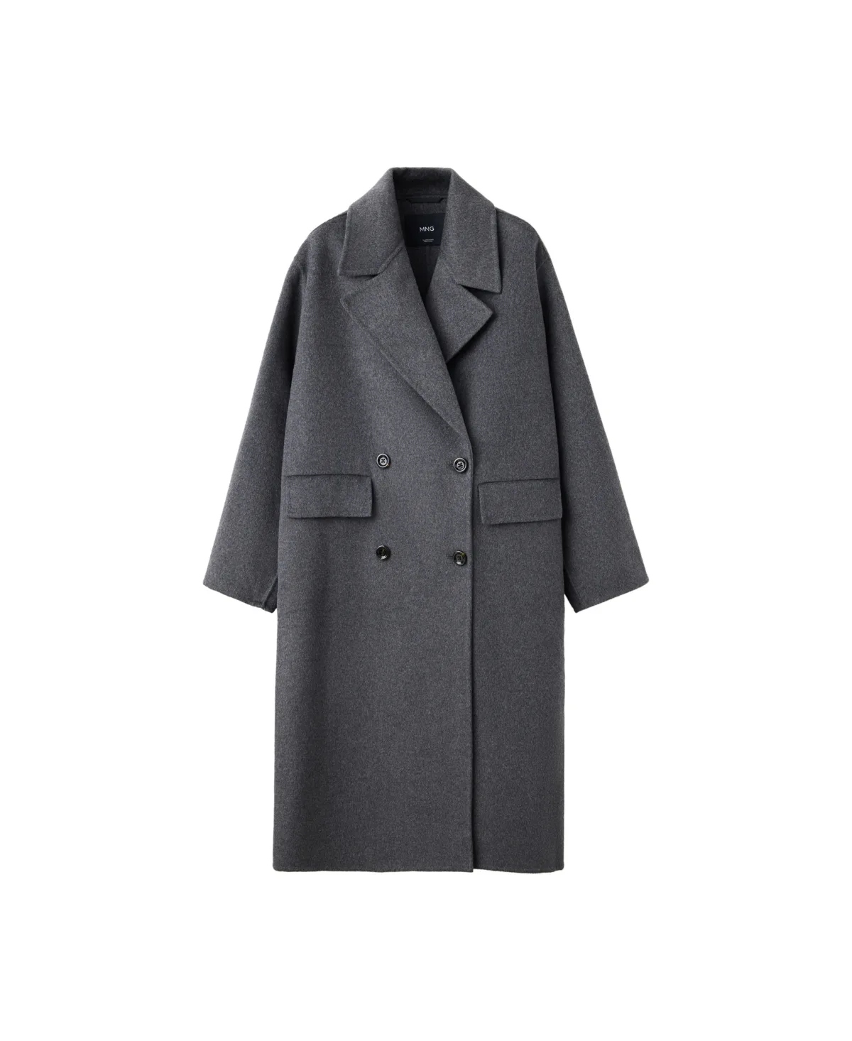 Wool-Blend Double Breasted Long Coat by Mango