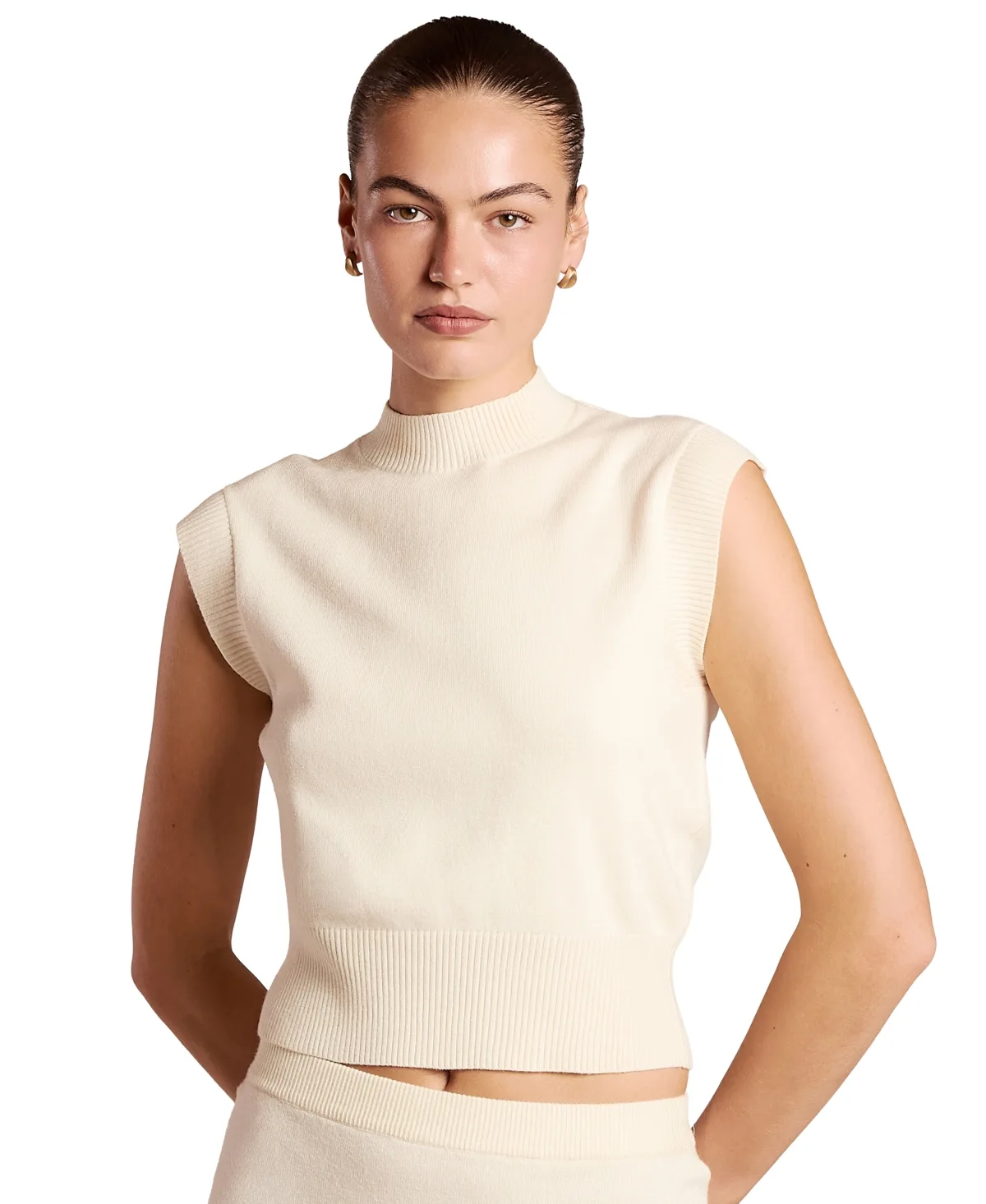Kaelin Mock-Neck Ribbed-Hem Tank by 4th & Reckless