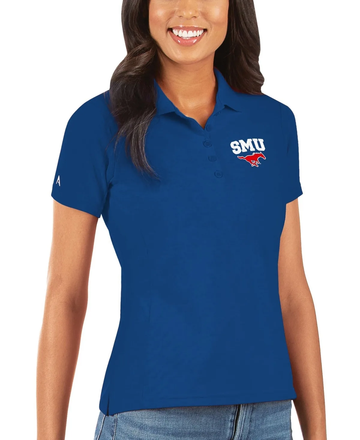 Smu Mustangs Legacy Pique Polo Shirt by Antigua