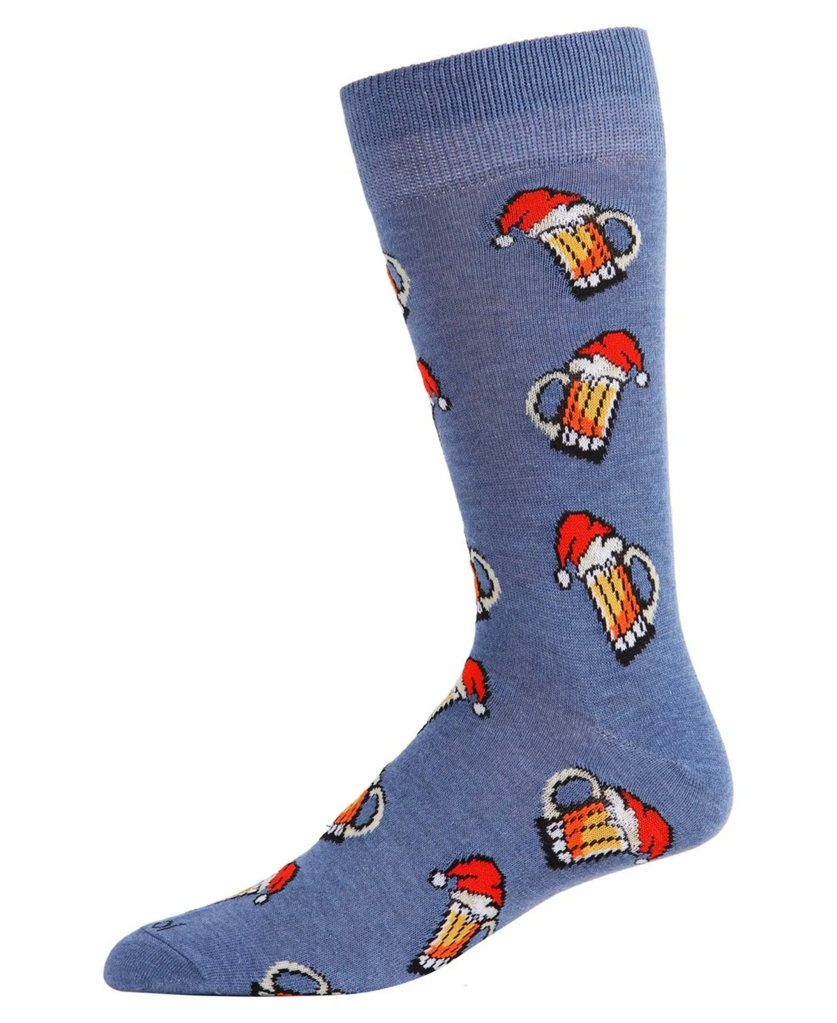 Santa Hat Beer Mug Novelty Crew Socks by Memoi