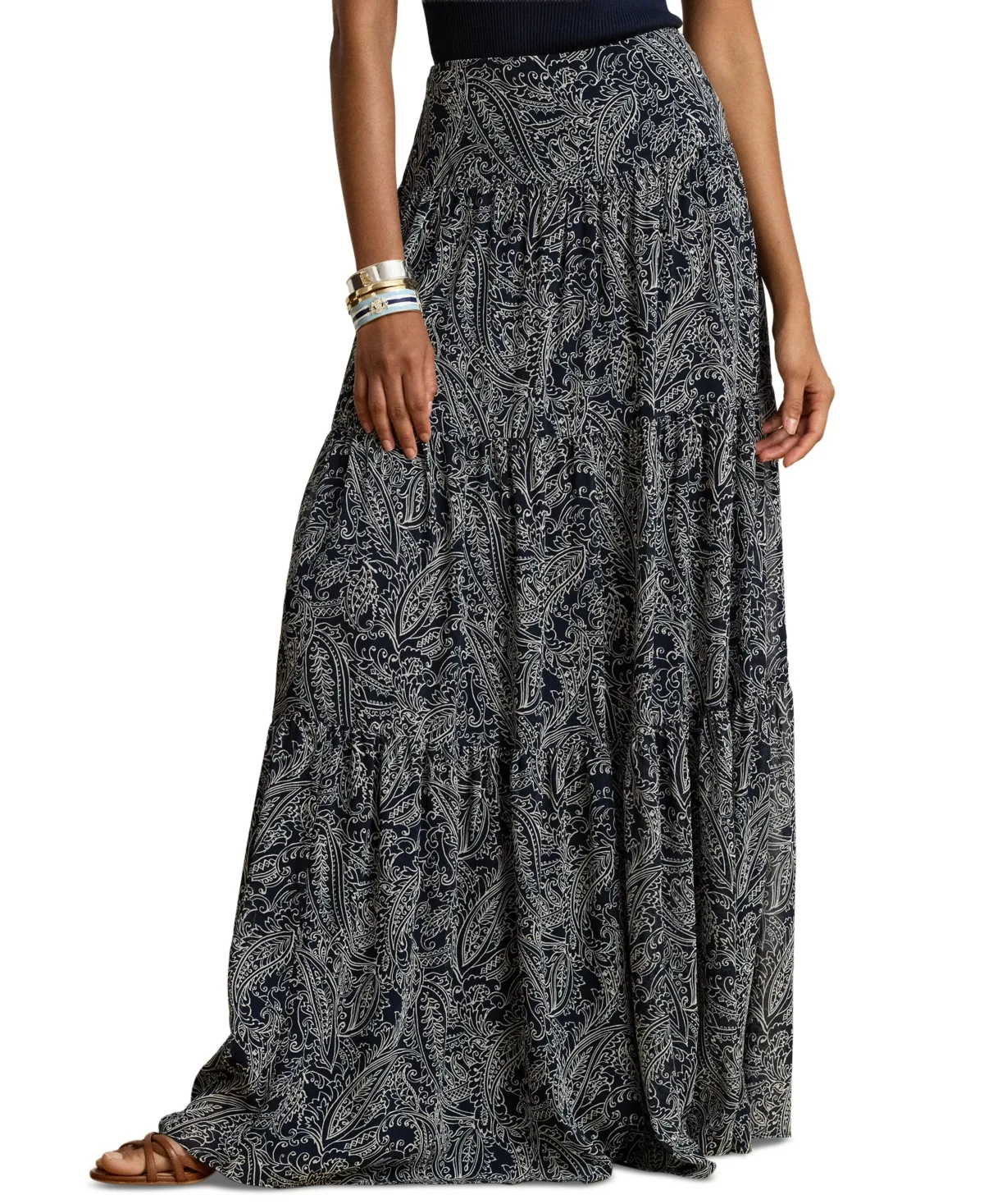 Lauren Ralph Lauren Paisley Georgette Tiered Maxi Skirt by Ralph Lauren
