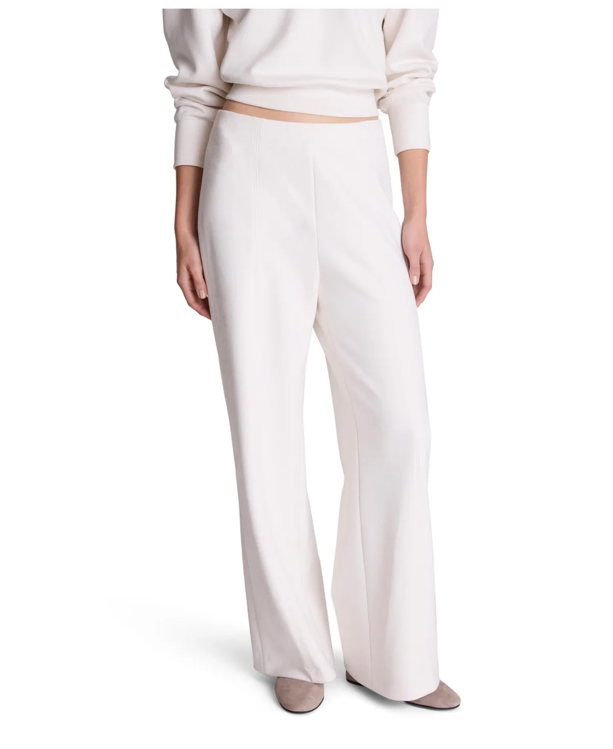 Hollywood Waist High-Waist Wide-Leg Faux Suede Pants by Kenneth Cole