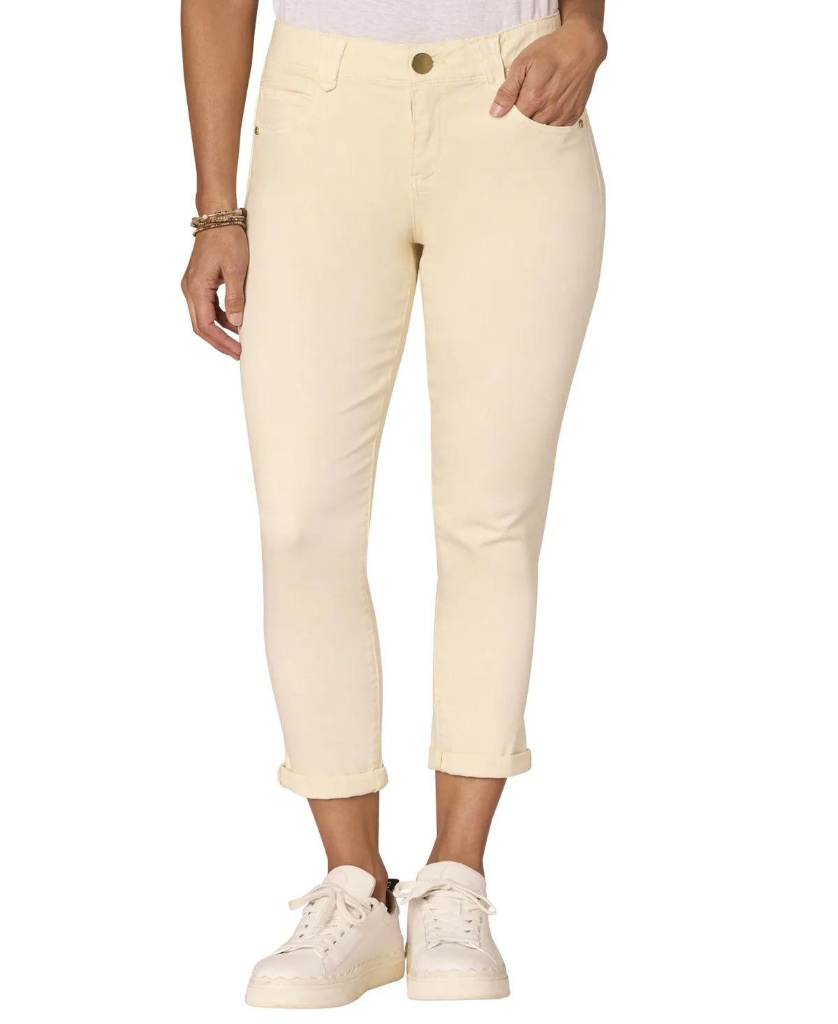 Ab Solution Mid-Rise Ankle Skimmer Elastic Waistband Jeans by Democracy