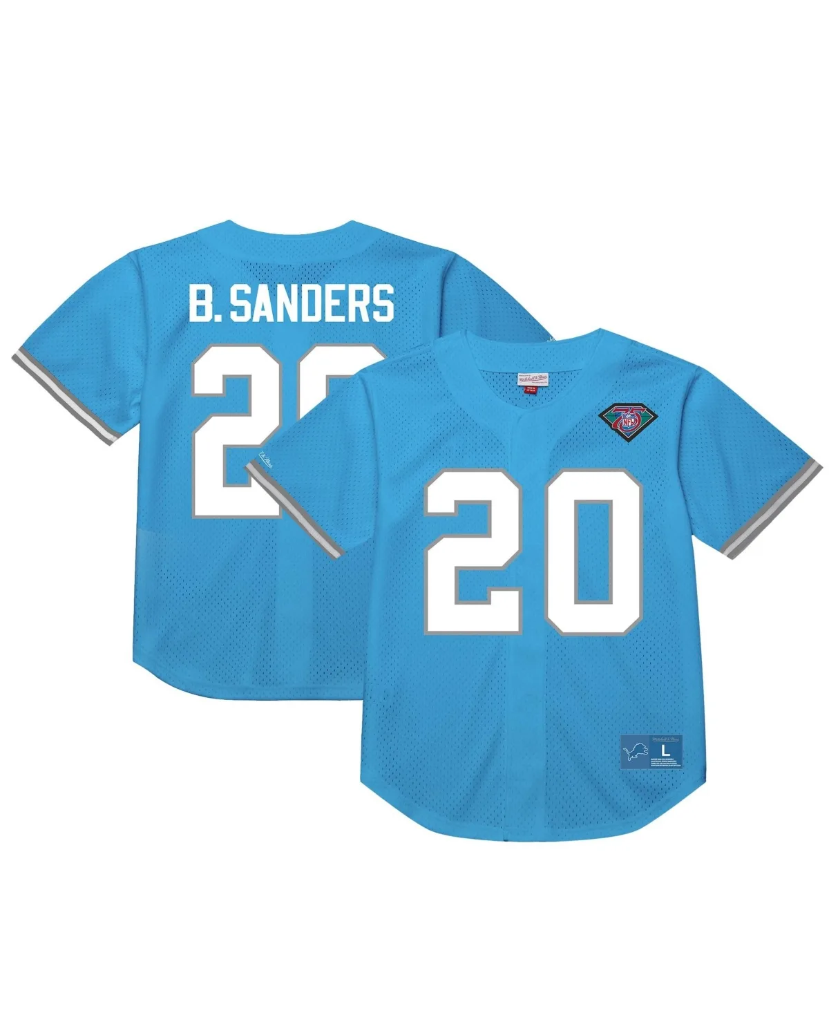 Barry Sanders Detroit Lions Retired Player Name & Number Mesh Top by Mitchell & Ness