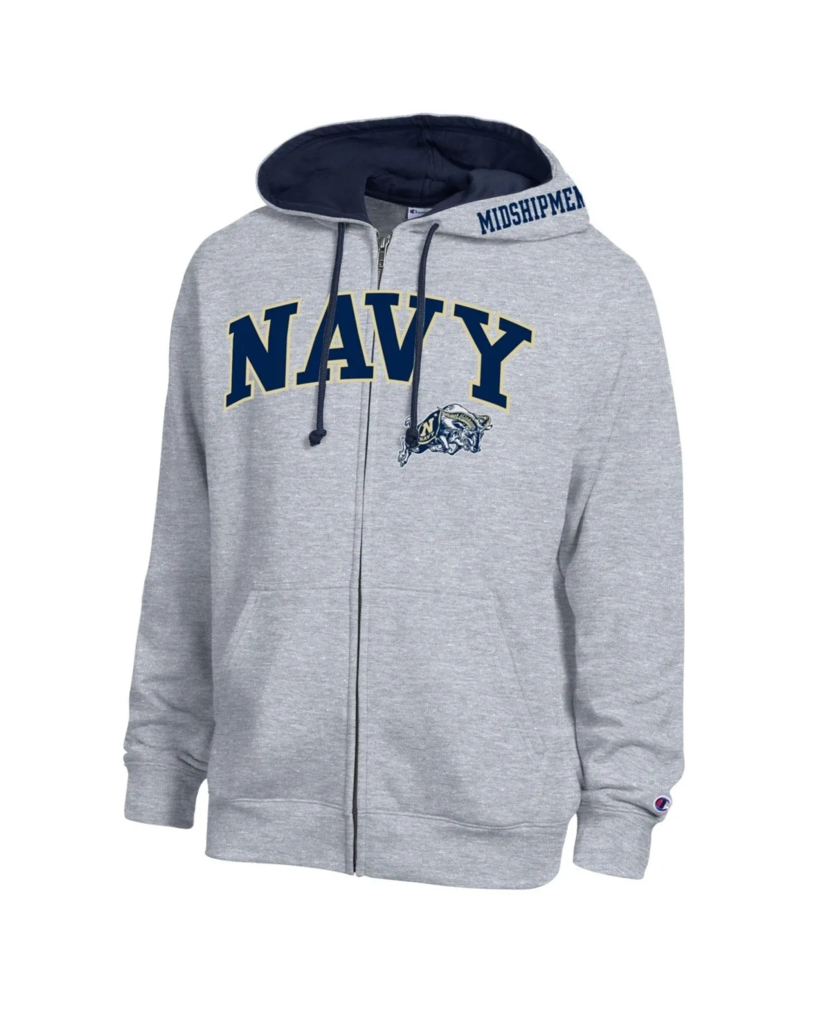 Navy Midshipmen Arch Logo Full-Zip Fleece Hoodie by Champion