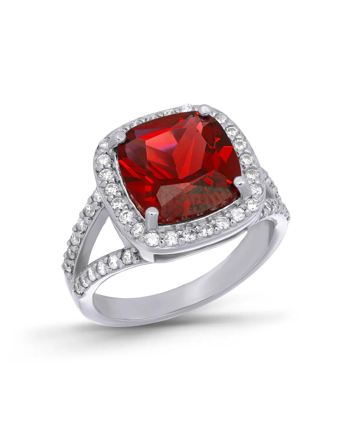Cushion Cut Created Ruby Halo Statement Ring by Macy's