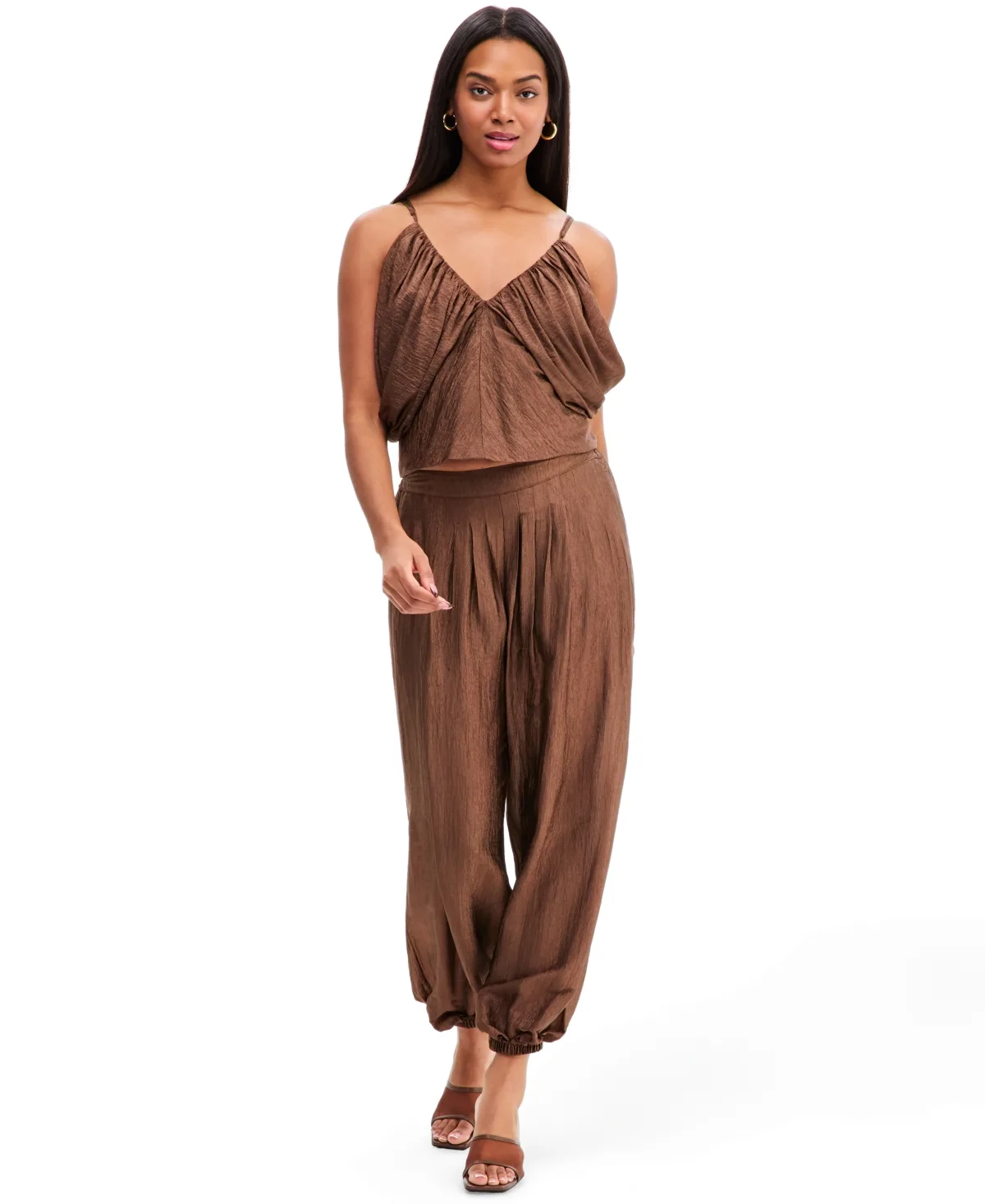 Elastic-Waist Satin Bubble Pants by Bar III