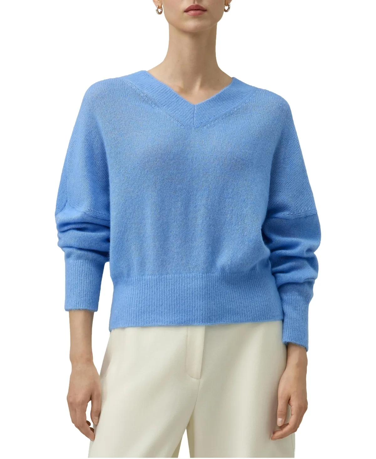 Cashmere-Blend Oversized V-Neck Sweater by Lilysilk