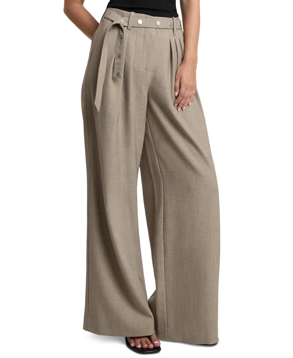 Eleonora Wide-Leg Pleated High-Rise Pants by 4th & Reckless