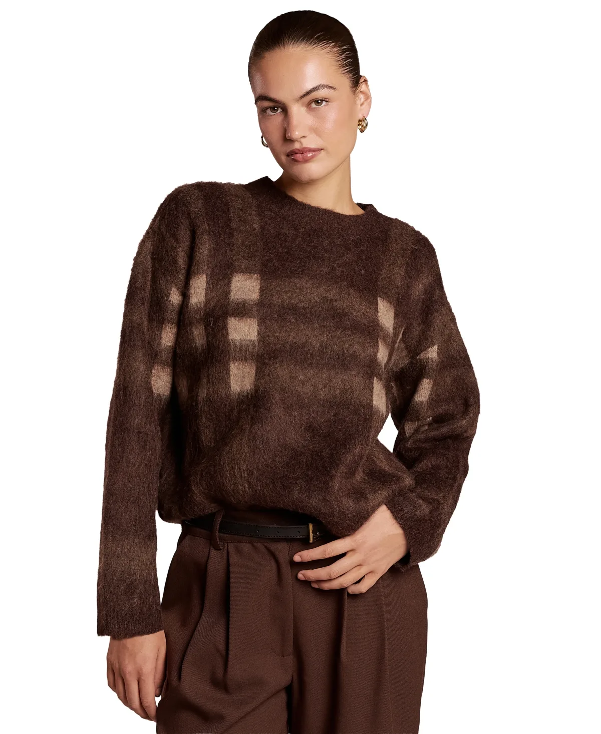 Noah Plaid Long-Sleeve Loose-Fit Sweater by 4th & Reckless