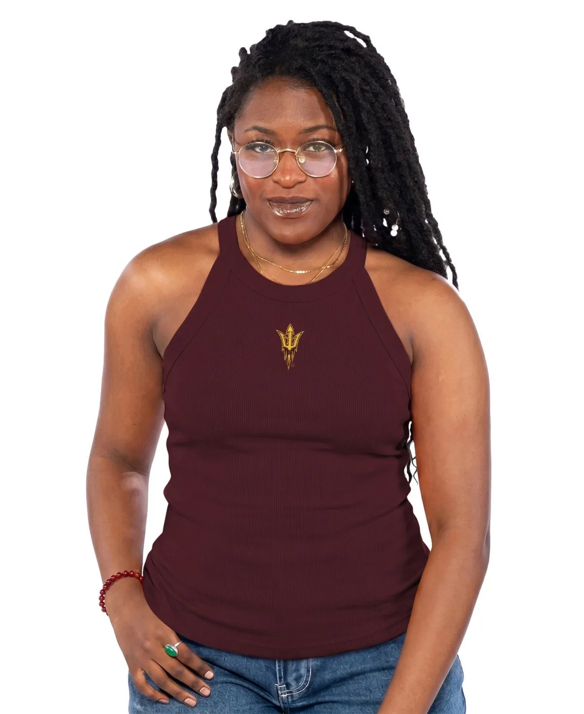 Arizona State Sun Devils Tri-Blend Racerback Ribbed Tank Top by Zoozatz