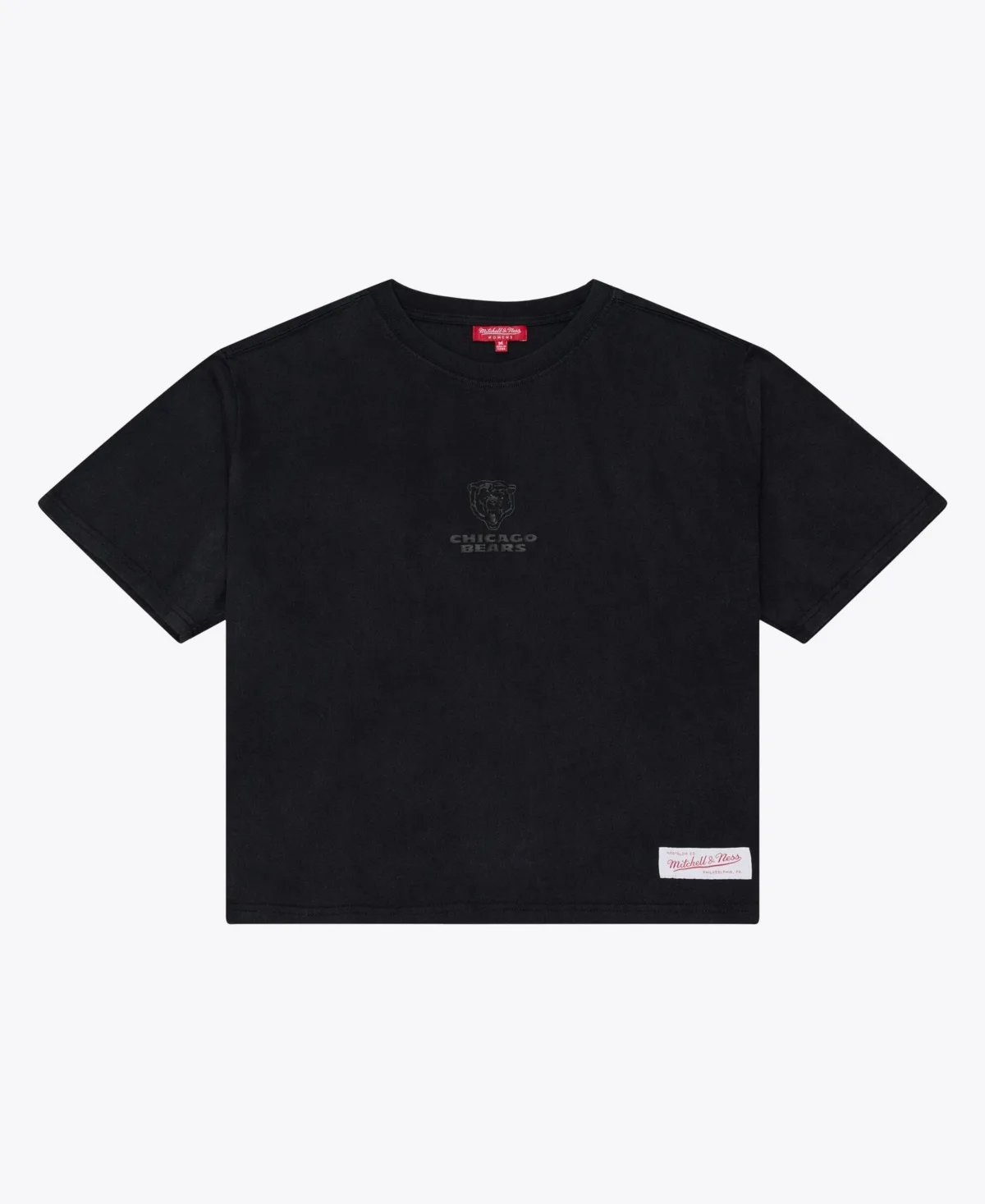 Chicago Bears Core Essentials Micro Logo Boxy Crop T-Shirt by Mitchell & Ness