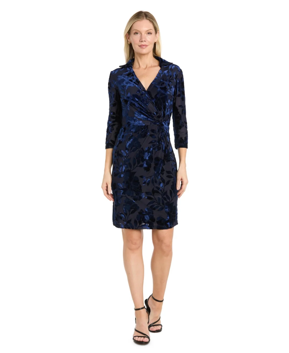 Velvet Burnout Wrap Knee-Length Dress by R&M Richards