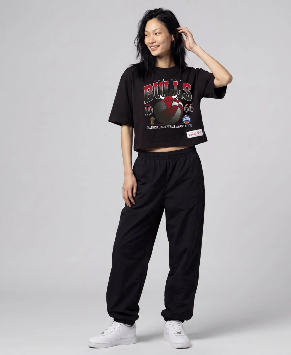 Chicago Bulls Street Graphic Boxy Crop T-Shirt by Mitchell & Ness