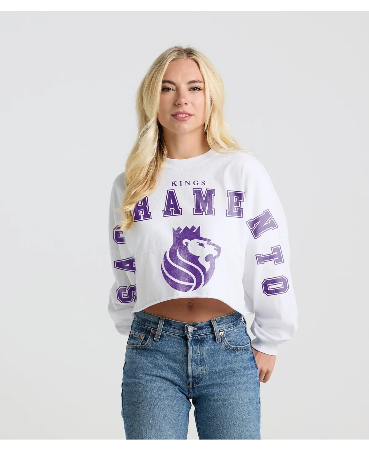 Sacramento Kings Spirit Jersey Cropped Crew Neck Sweatshirt by Fanatics