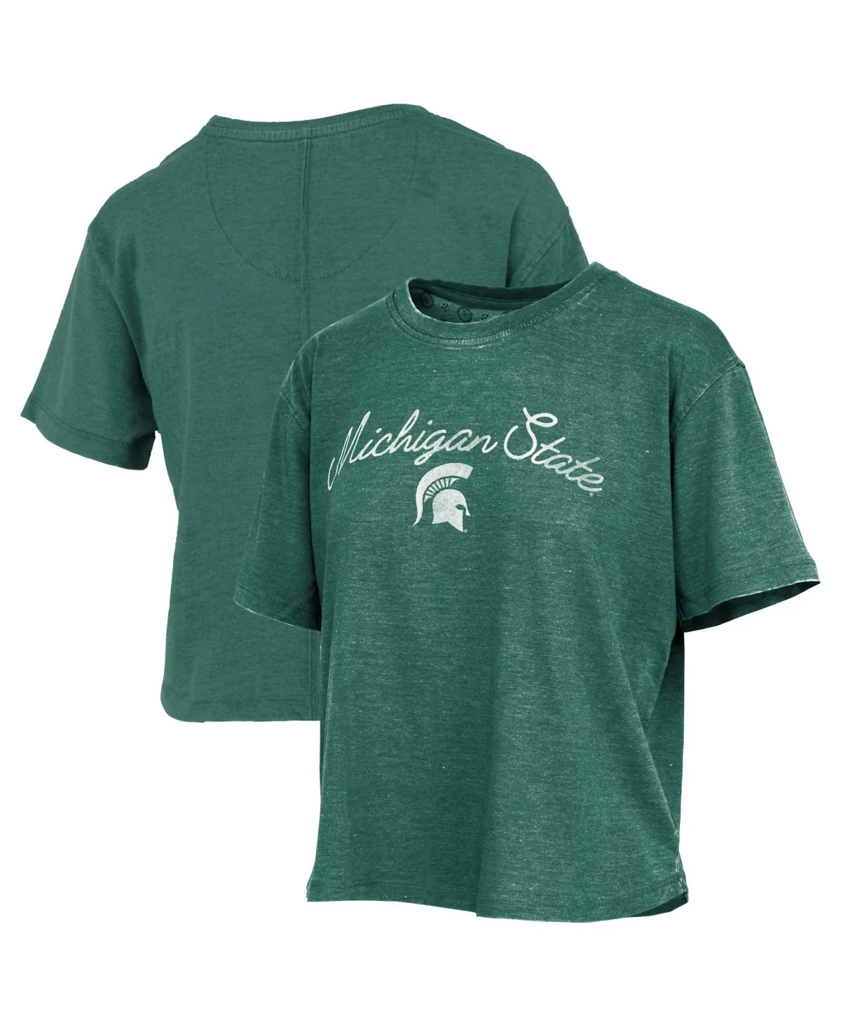 Michigan State Spartans Vintage Waist Length Script Over Logo T-Shirt by Pressbox