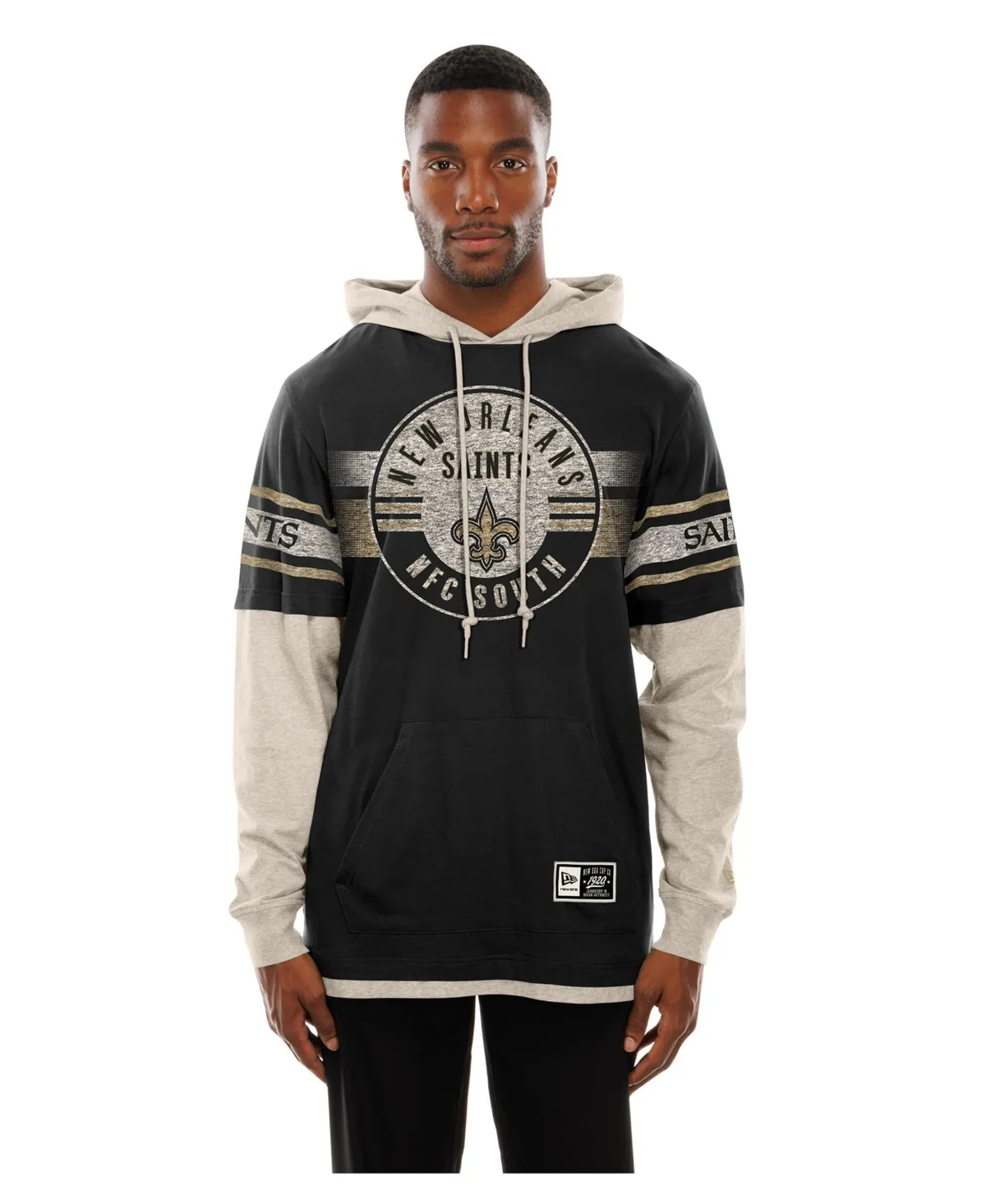 New Orleans Saints Twofer Layered Long-Sleeve Hooded T-Shirt by New Era