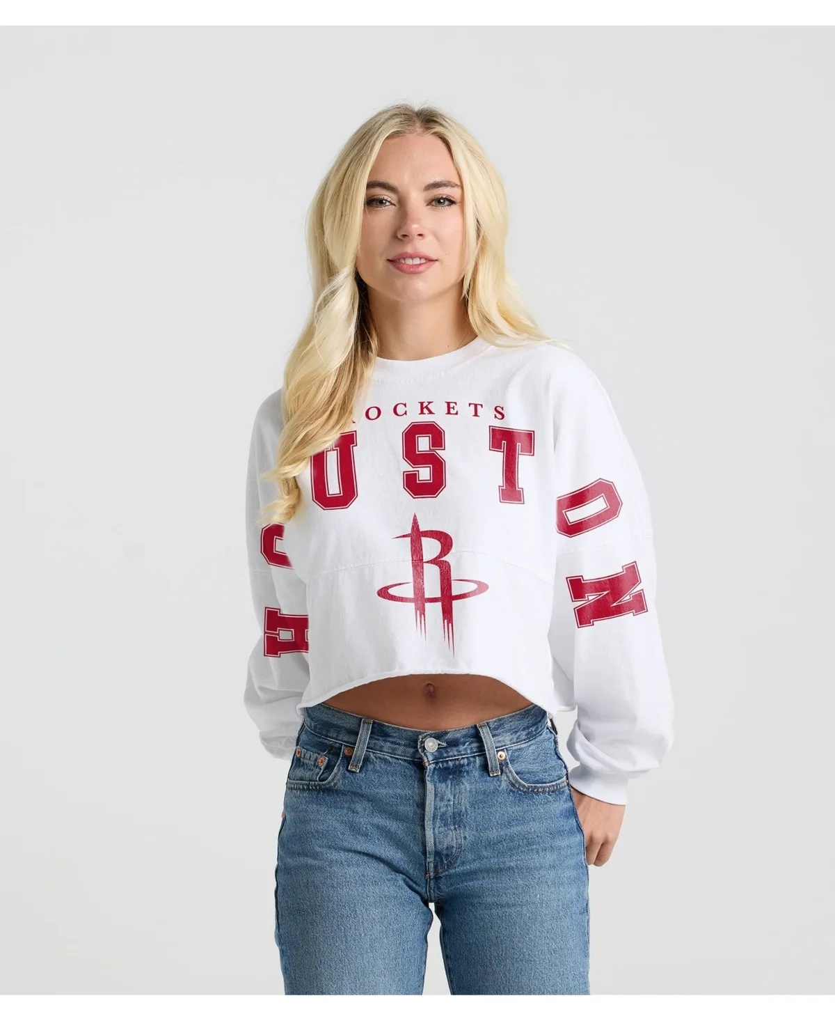 Houston Rockets Spirit Jersey Cropped Crew Neck Sweatshirt by Fanatics