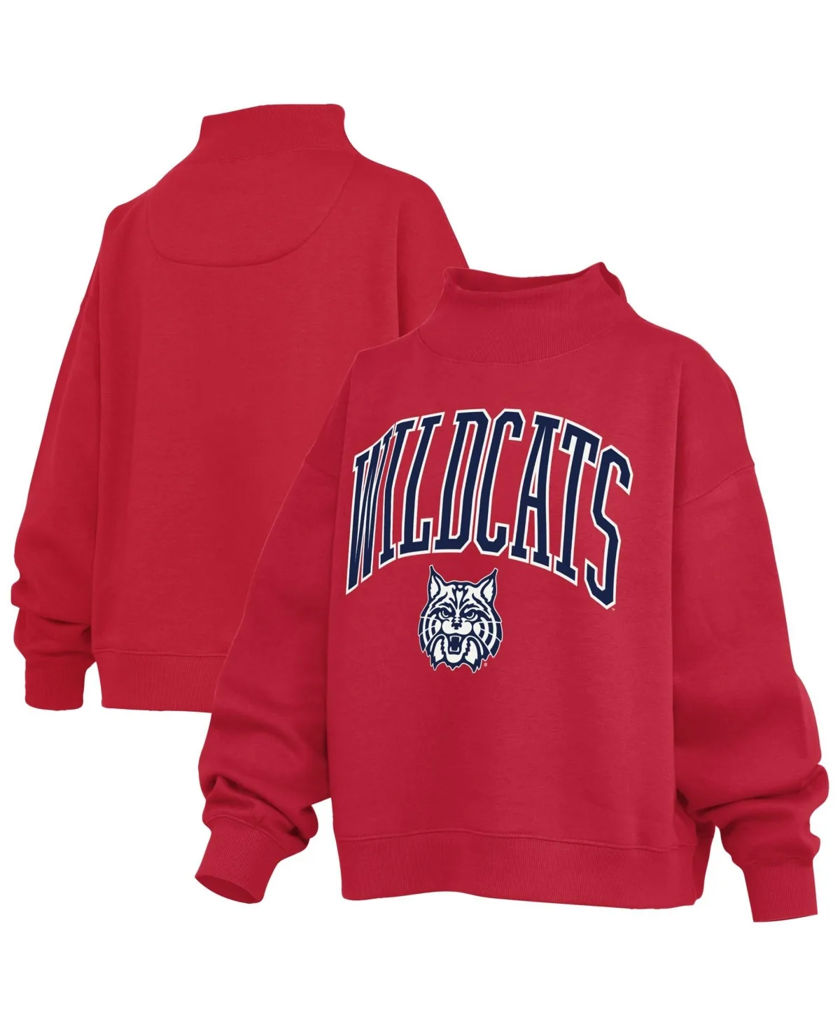 Arizona Wildcats Oversized Slogan Fleece Mock Neck Sweatshirt by Pressbox