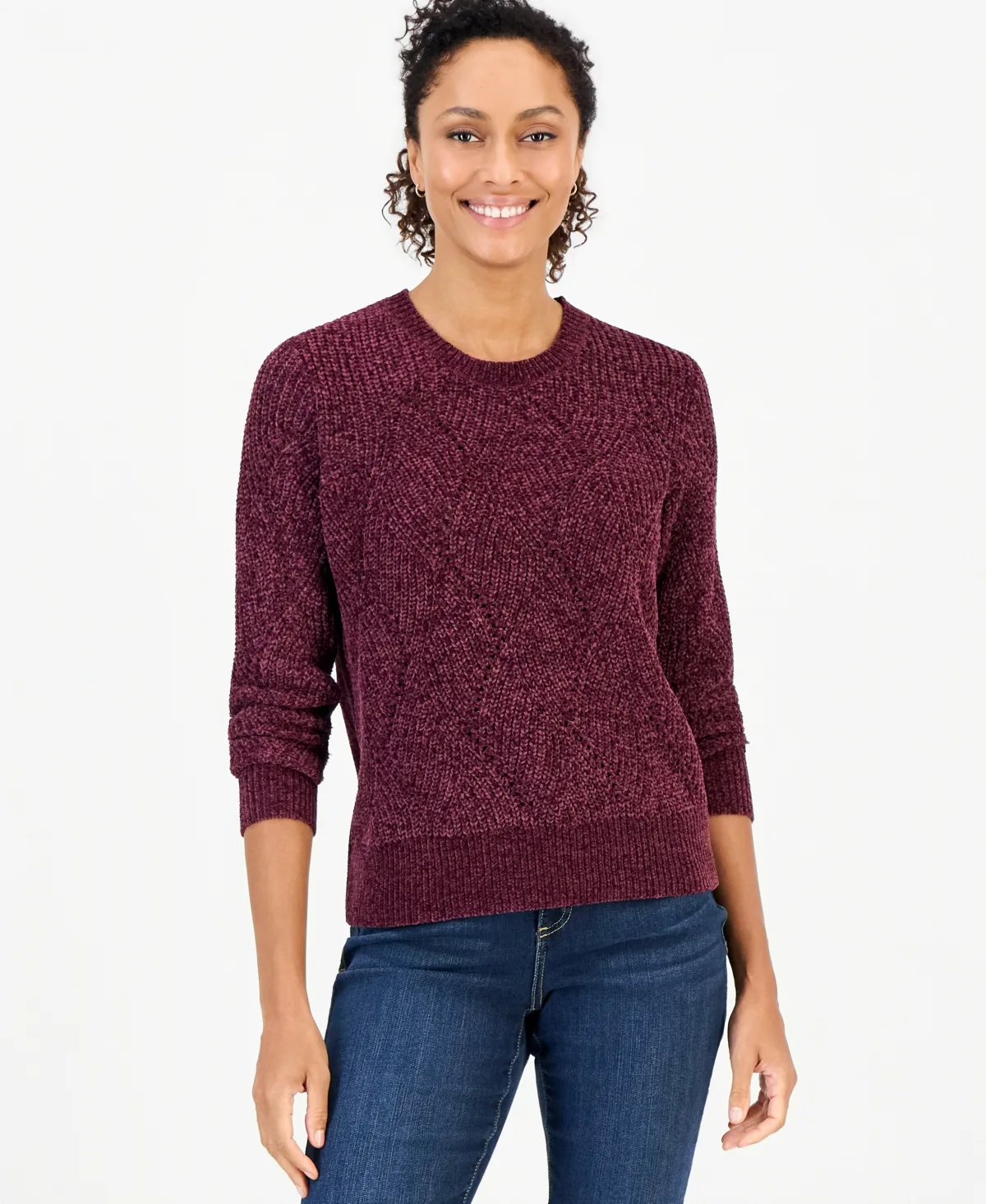 Chenille Textured Stitch Crewneck Sweater by Style & Co