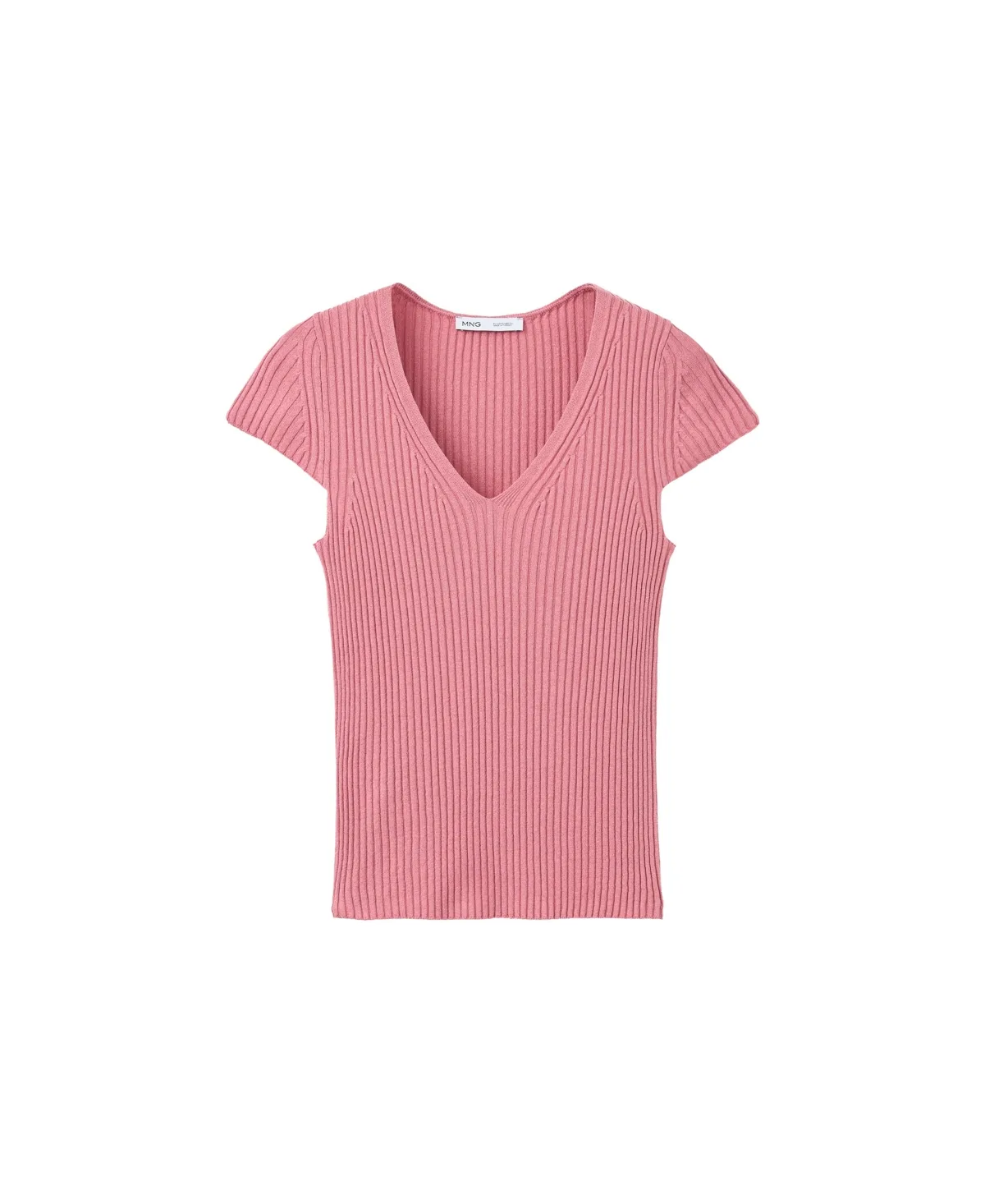 V-Neck Ribbed Knit Sweater by Mango