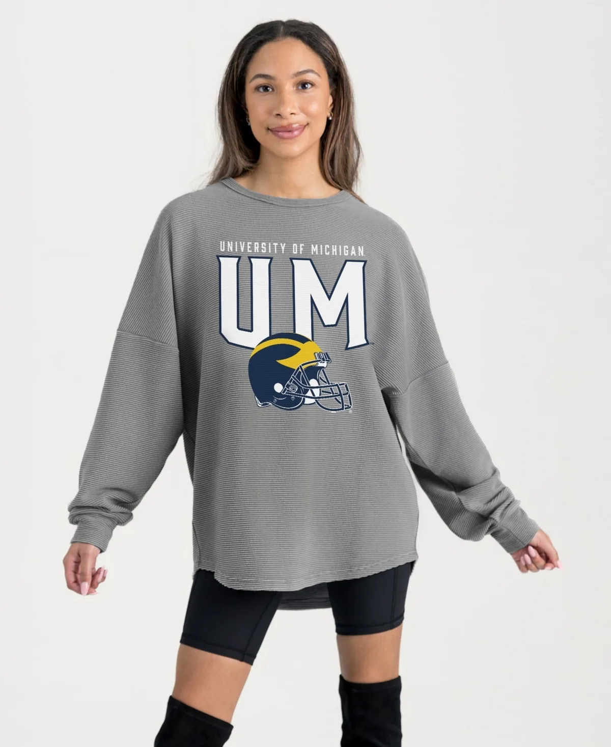 Michigan Wolverines Oversized Pure Motion Corded Sweatshirt by Gameday Couture