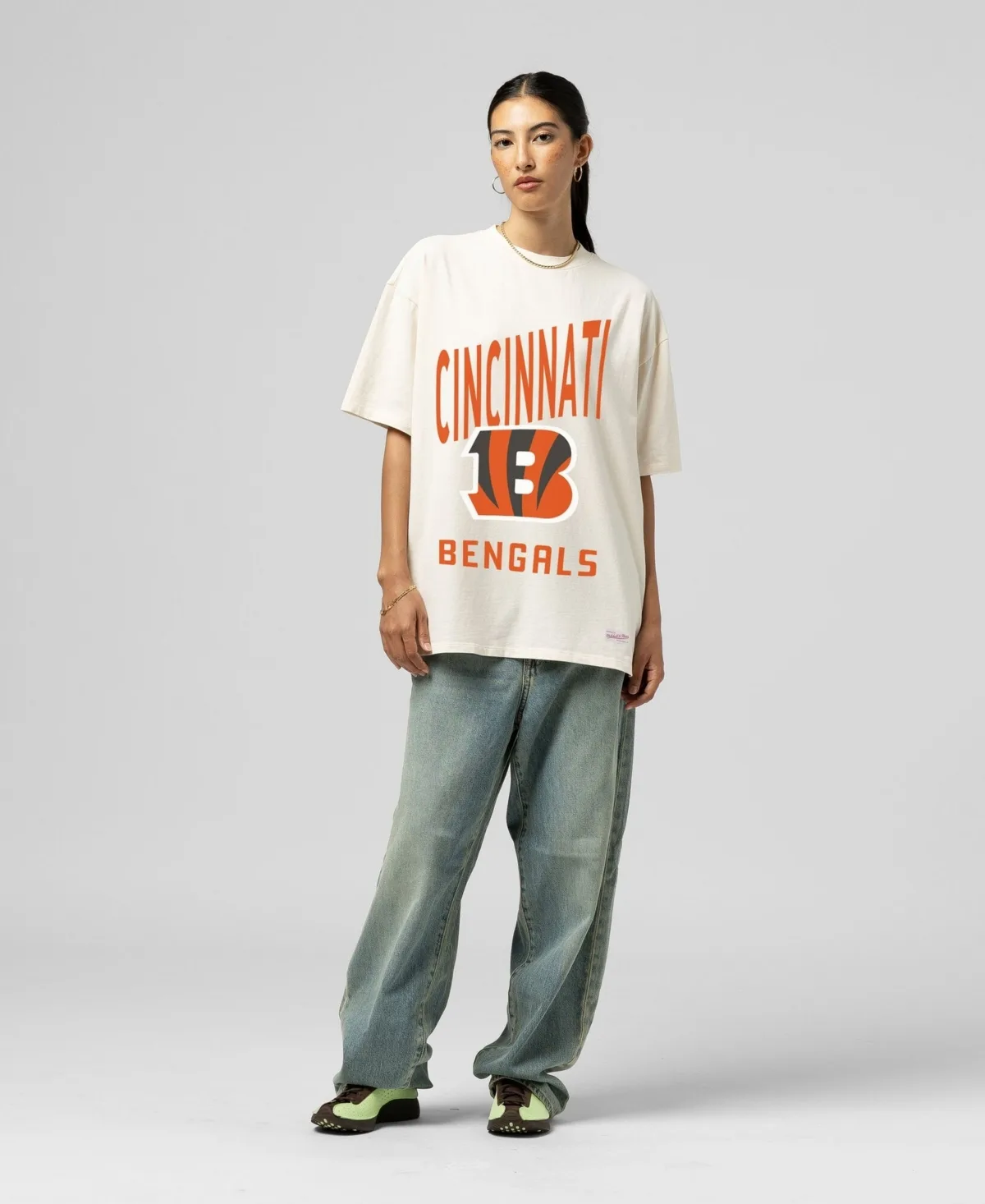 Cincinnati Bengals Logo Rise Boyfriend T-Shirt by Mitchell & Ness