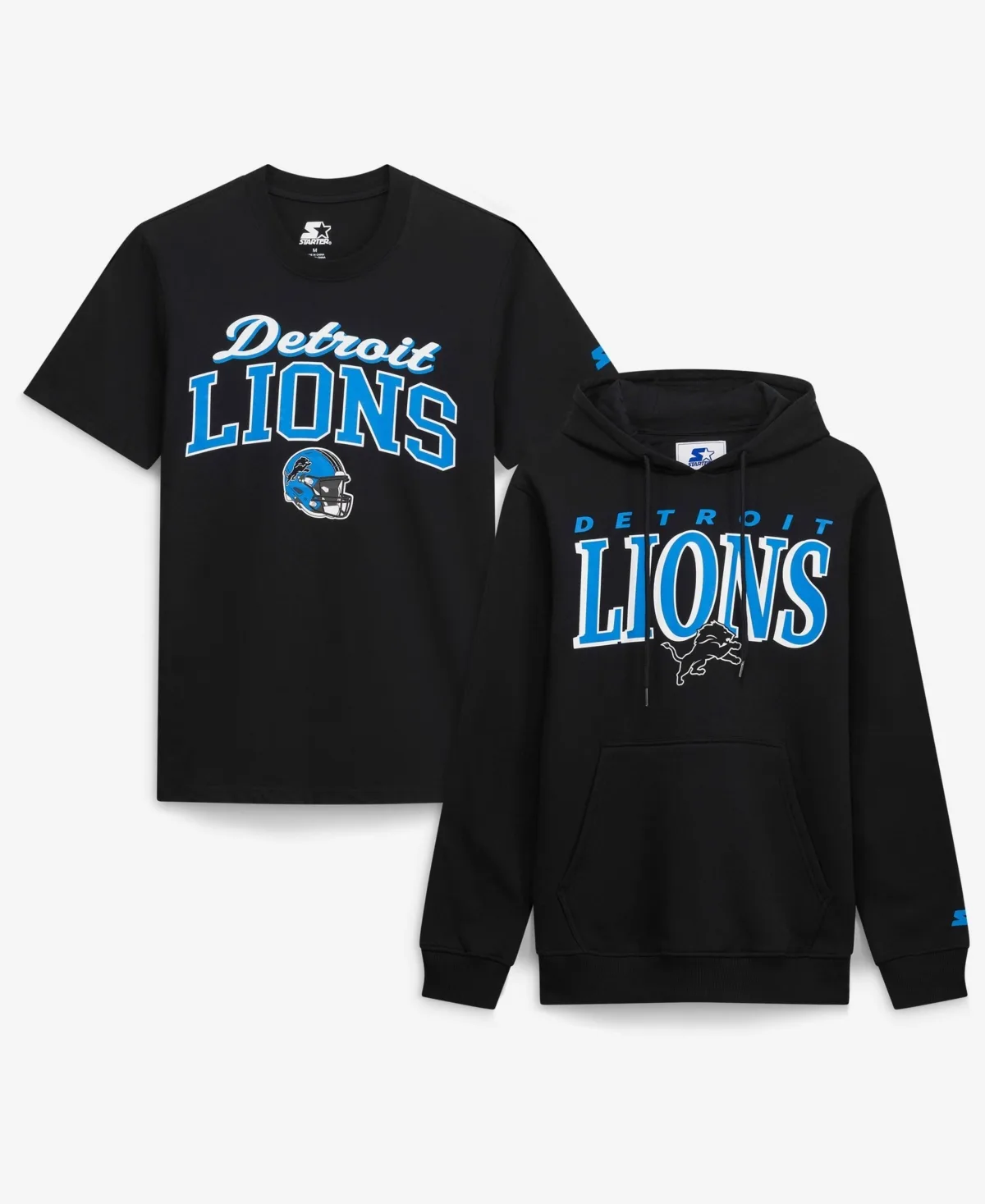 Detroit Lions Vintage Logo Hoodie T-Shirt Combo Pack by Starter