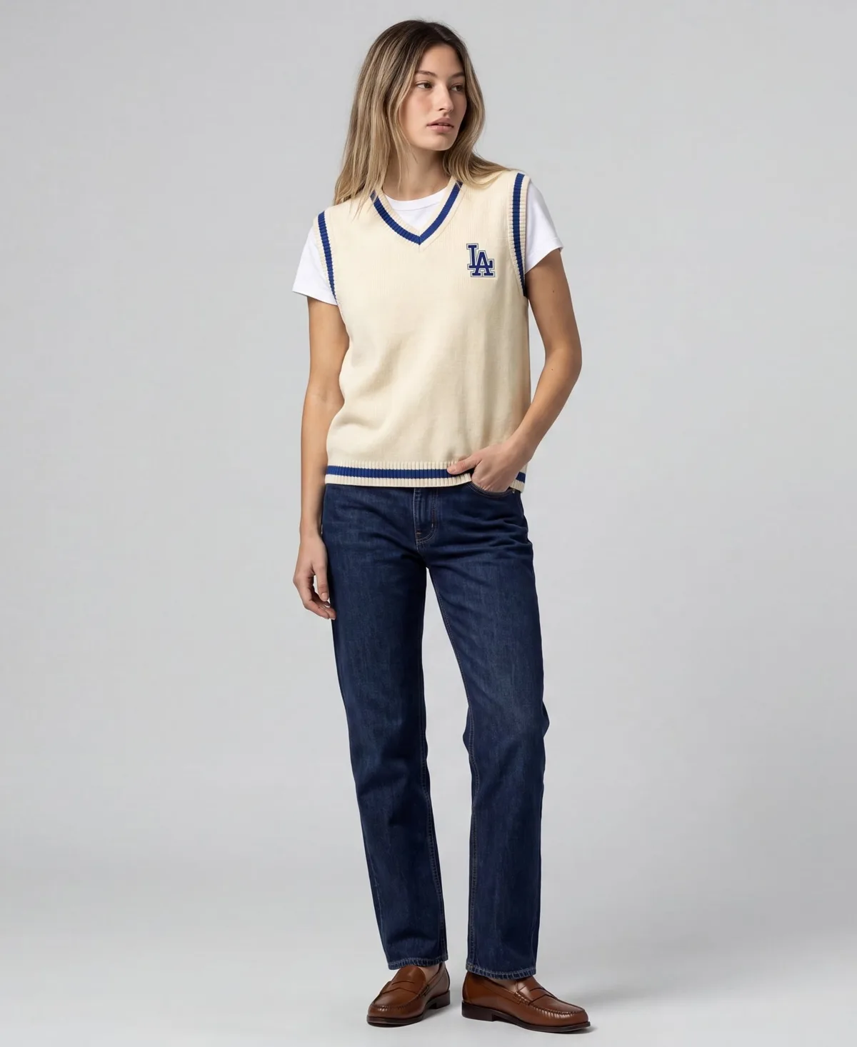 Los Angeles Dodgers Cooperstown Collection Retro Roots Sweater Vest by Mitchell & Ness