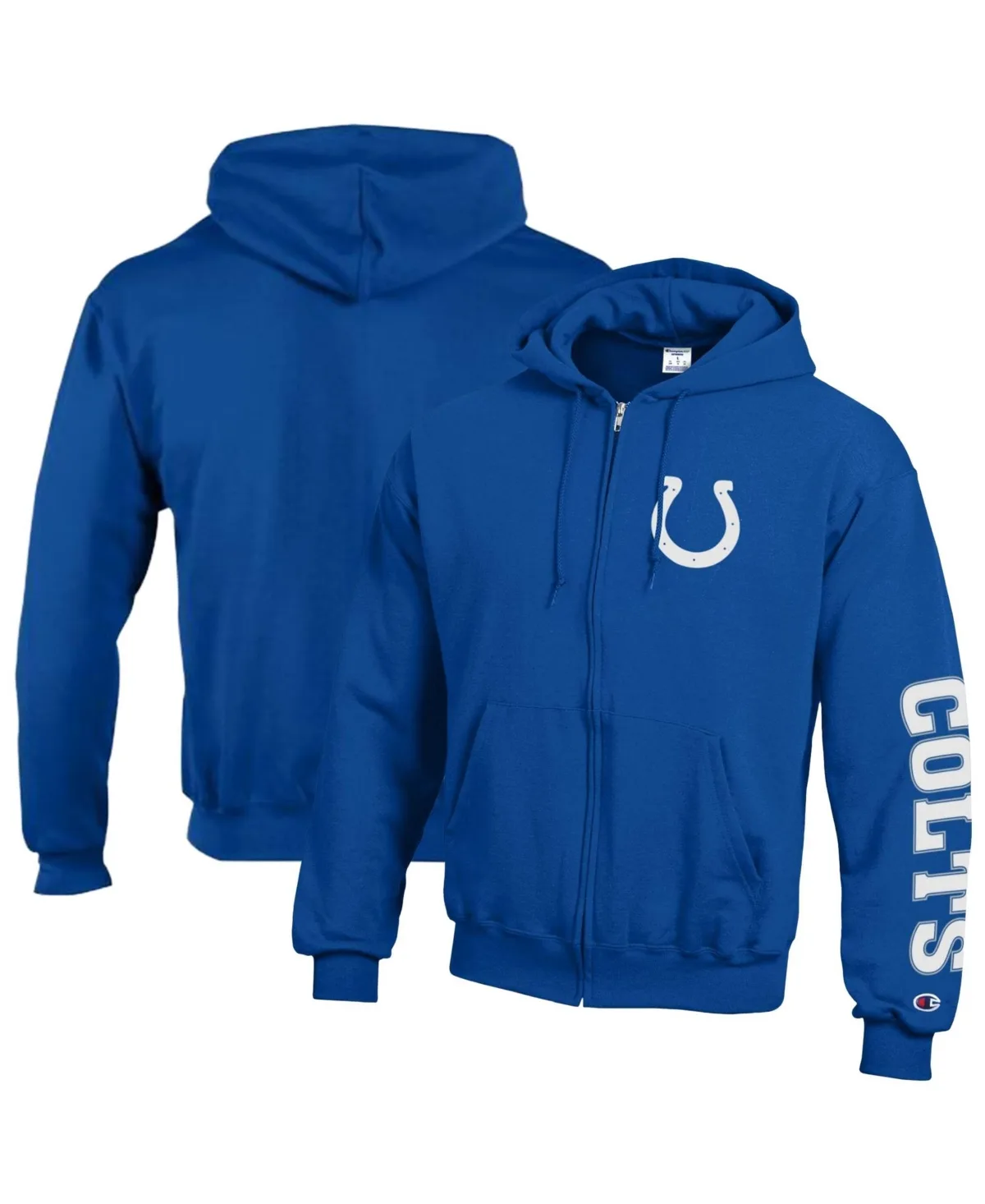 Indianapolis Colts Power Blend Fleece Full-Zip Hoodie by Champion