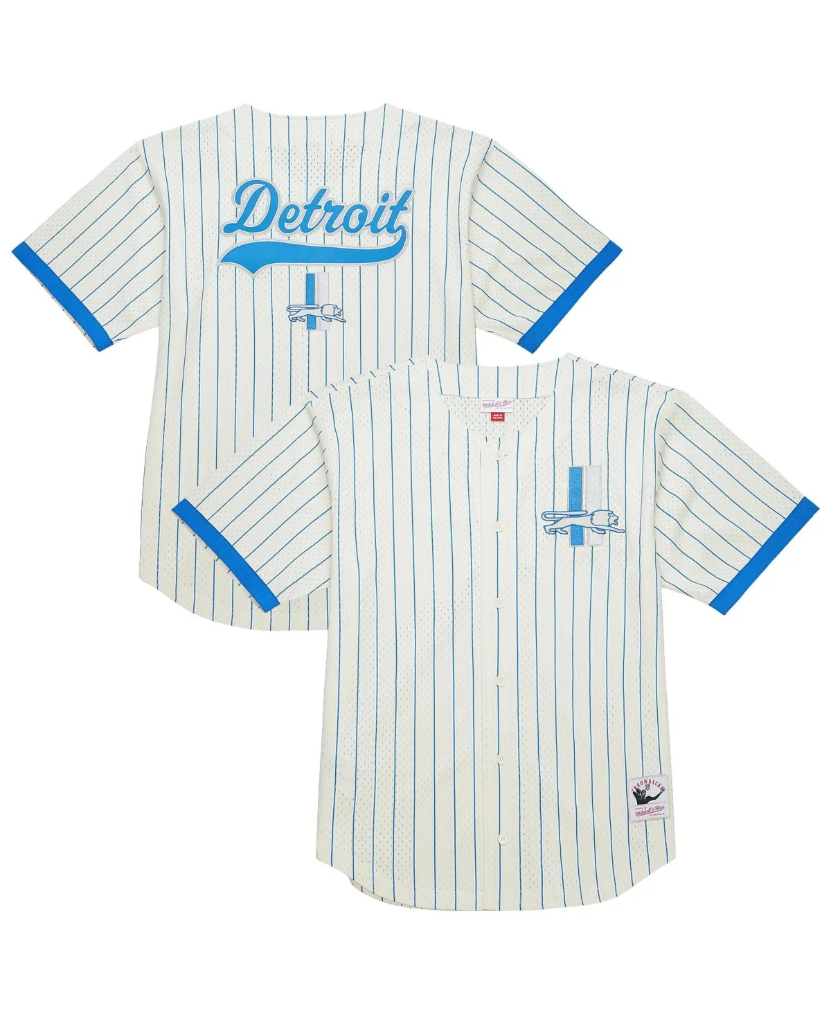 Detroit Lions Heavyweight Mesh Button-Up Fashion Jersey by Mitchell & Ness