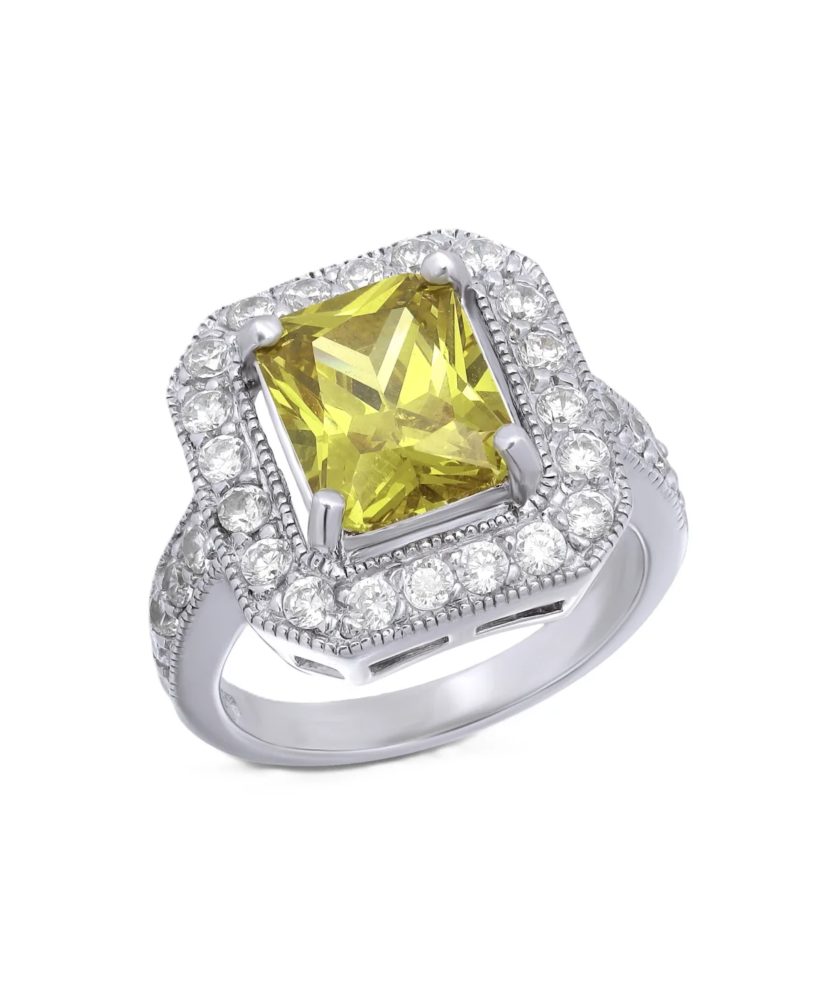 Cushion Cut Olivine Cubic Zirconia Halo Statement Ring by Macy's