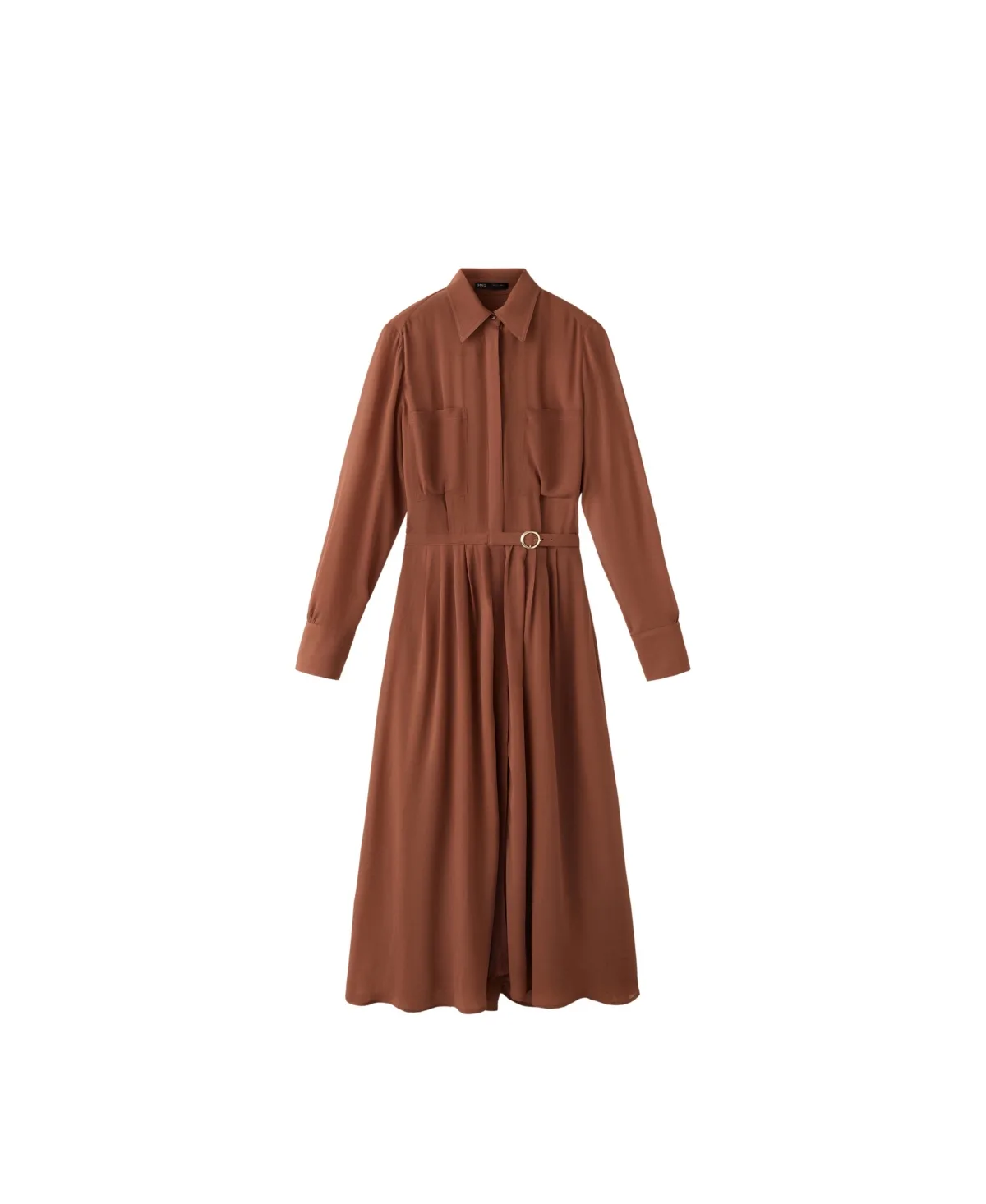 Belted A-Line Midi Shirt Dress by Mango