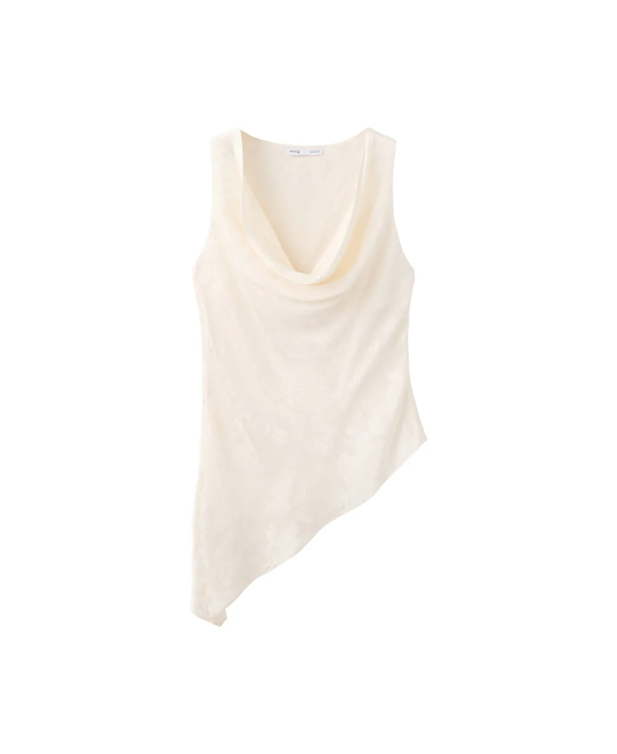 Asymmetrical Devore Cowl Neck Asymmetric Hem Top by Mango