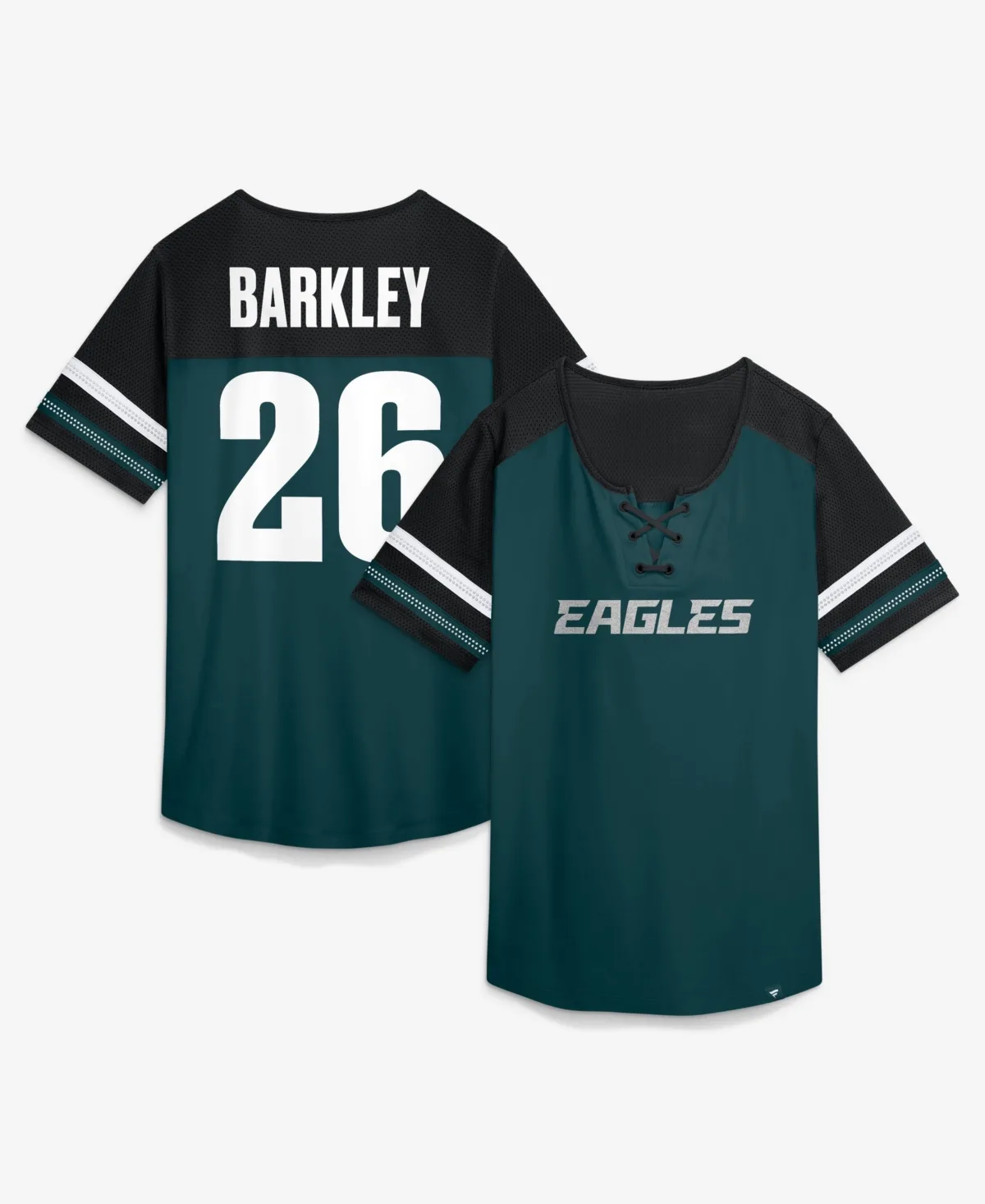 Saquon Barkley Philadelphia Eagles Curl Route Athena Lace-Up Name & Number Shirt by Fanatics