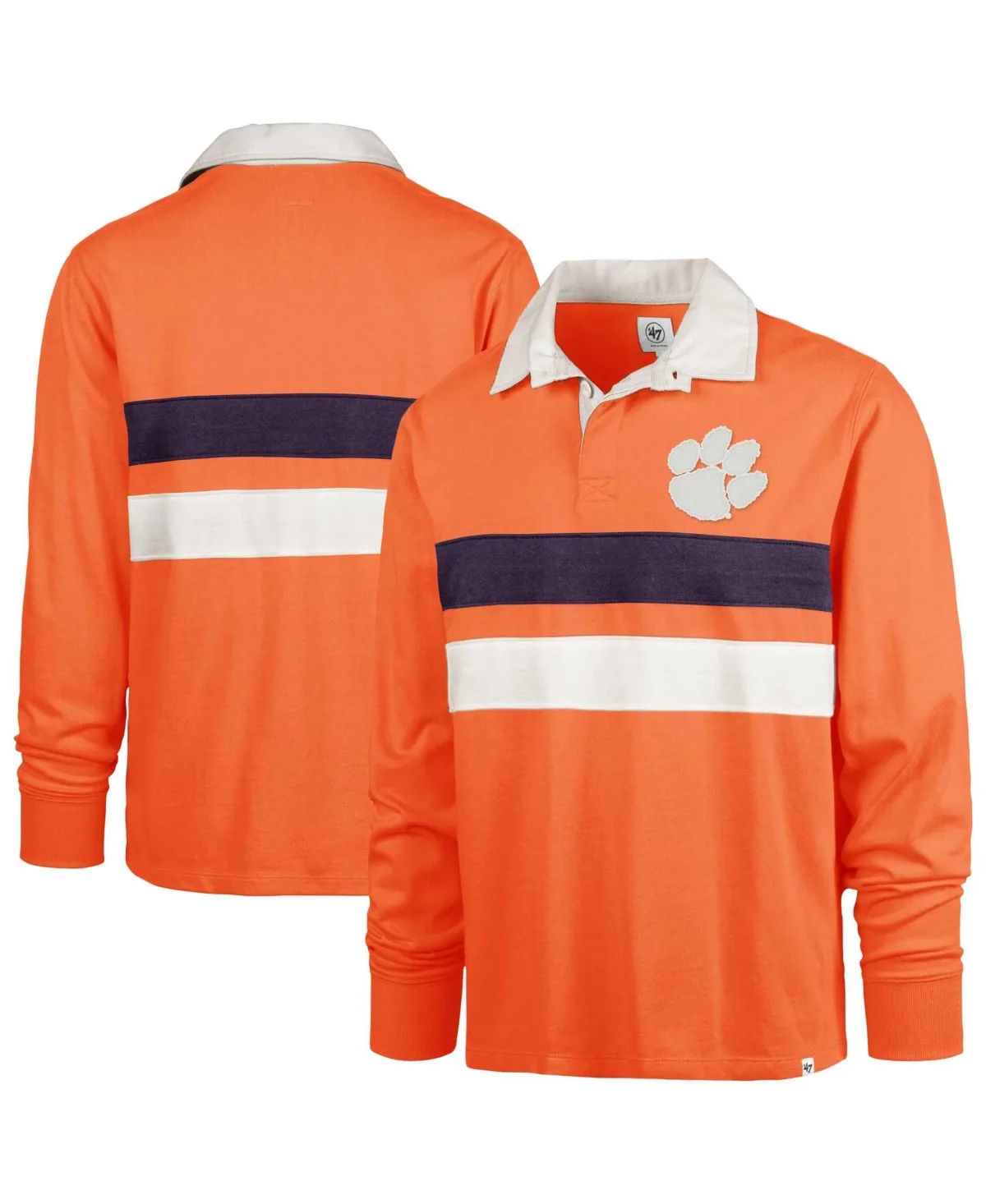 Clemson Tigers Clubhouse Knox Thames Rugby Long-Sleeve Polo Shirt by 47 Brand