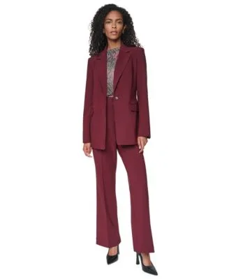 Shoulder Padded One Button Notch Collar Blazer Pants by DKNY