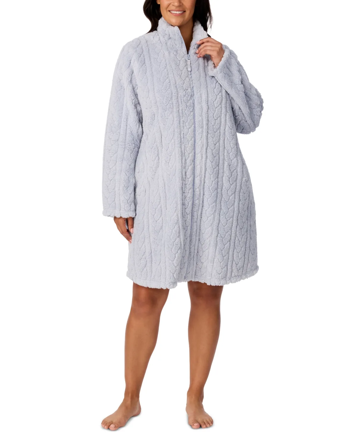 Cable-Knit Turtleneck Zip-Front Robe by Ellen Tracy